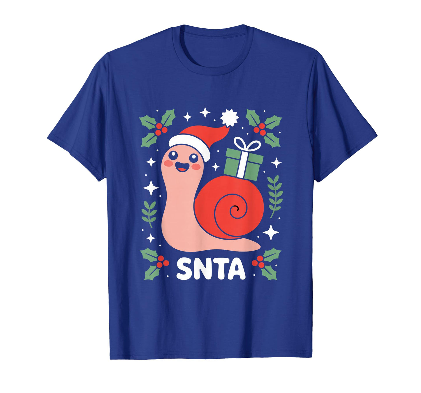 SNTA Cute Snail Christmas Santa Hat Holiday Cheer T-Shirt