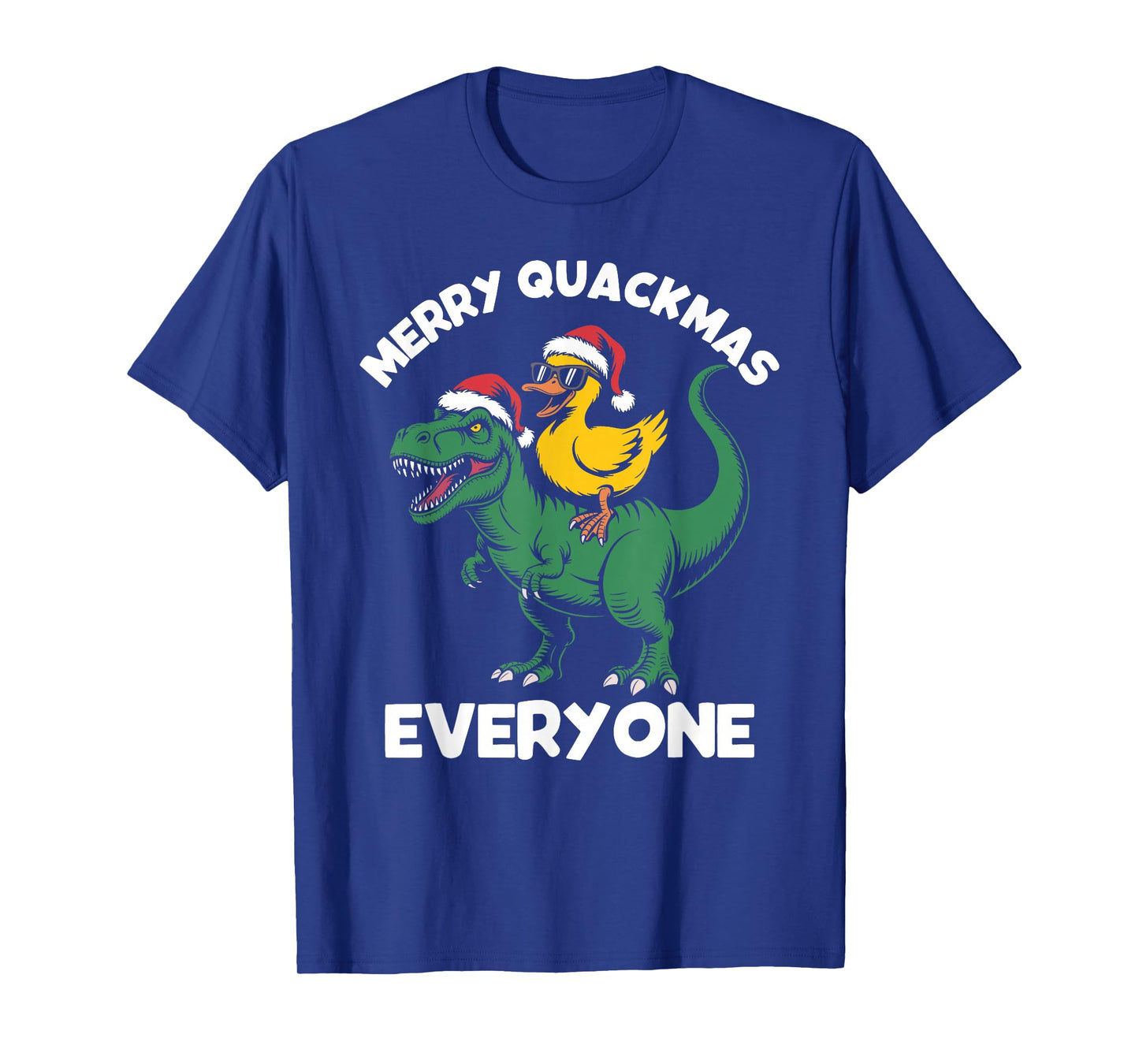 Merry quackmas Everyone, Christmas Duck Riding Dinosaur T-Shirt