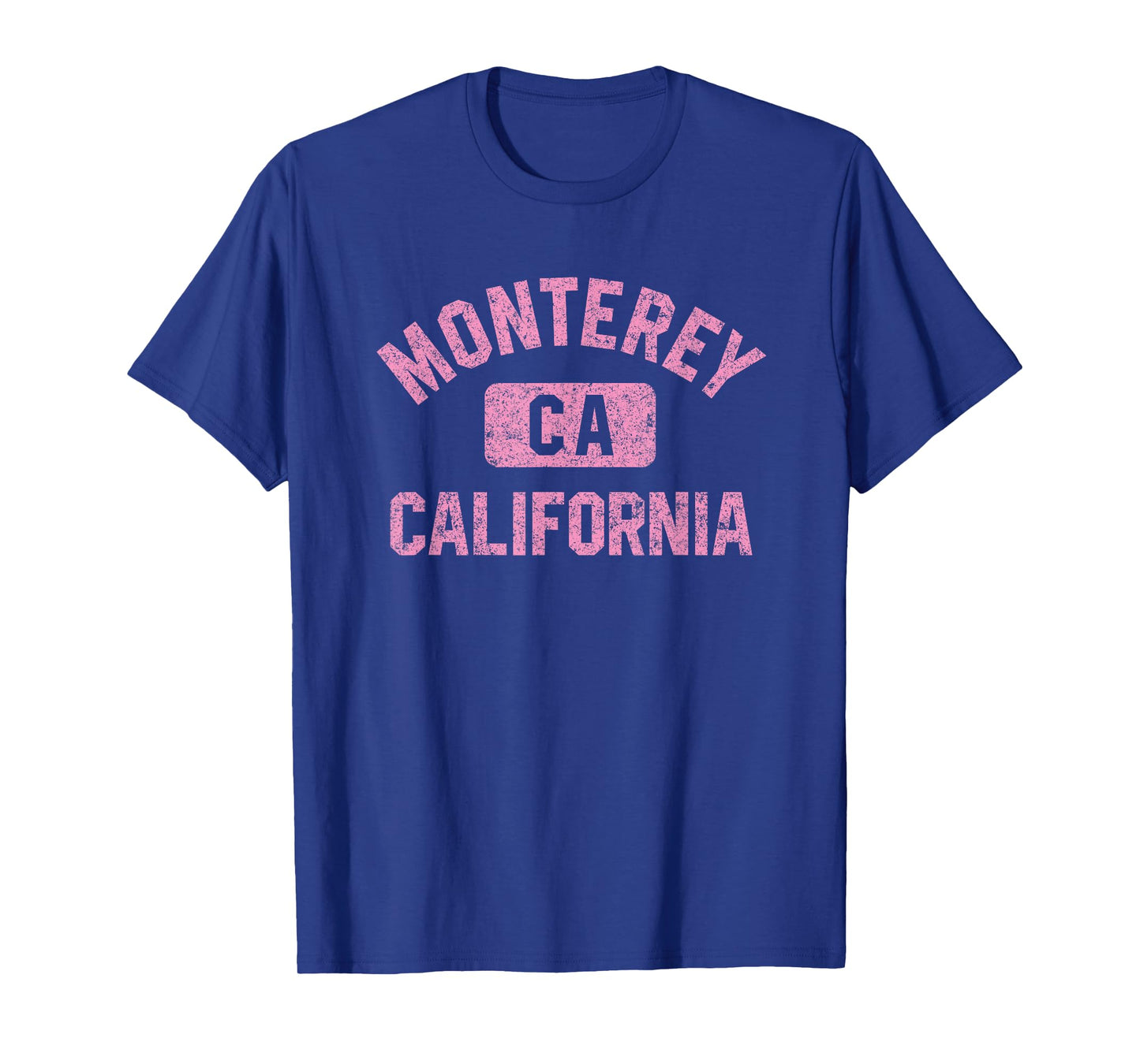 Monterey California Gym Style Distressed Pink Print T-Shirt