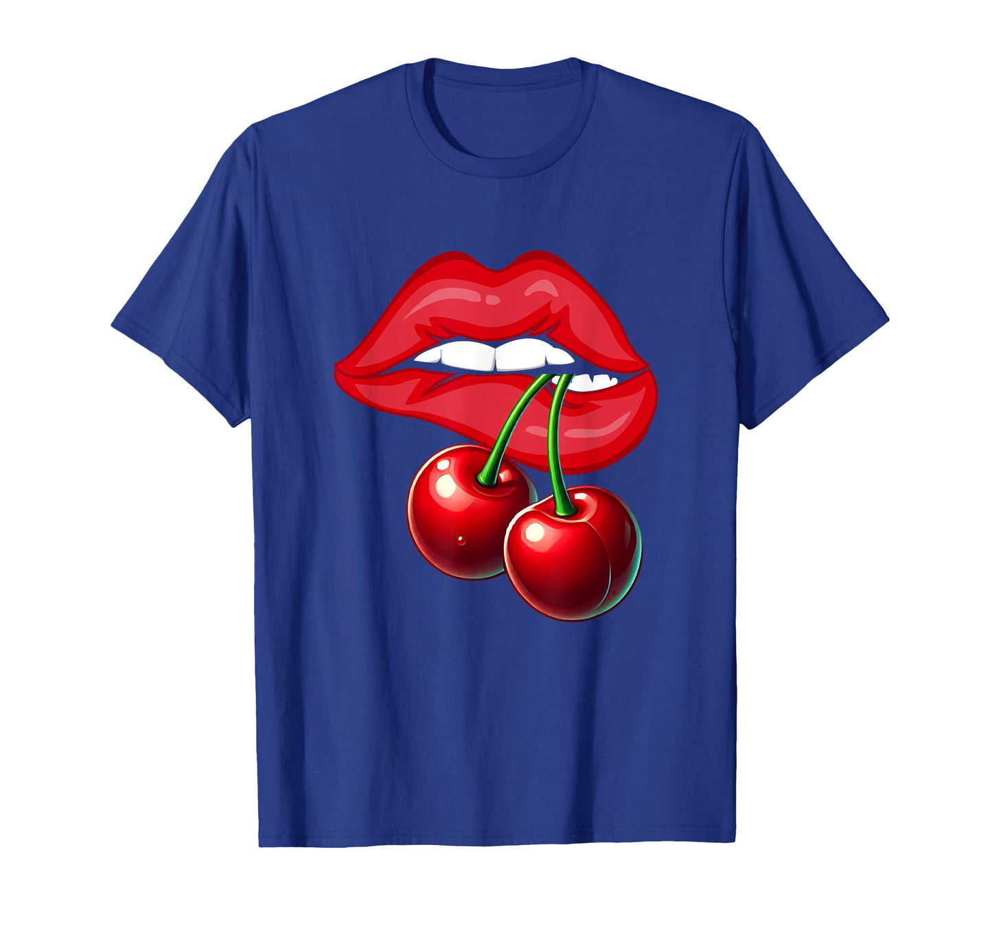 Cherry Lips Graphic Tee Sexy Women Design Red Lips Vintage T-Shirt