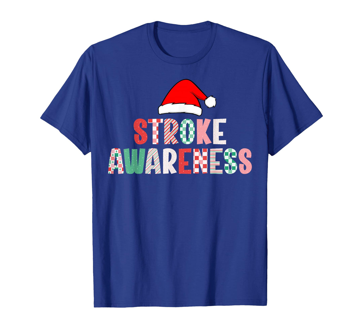 Stroke Awareness Santa Hat Stroke Survivor Christmas T-Shirt