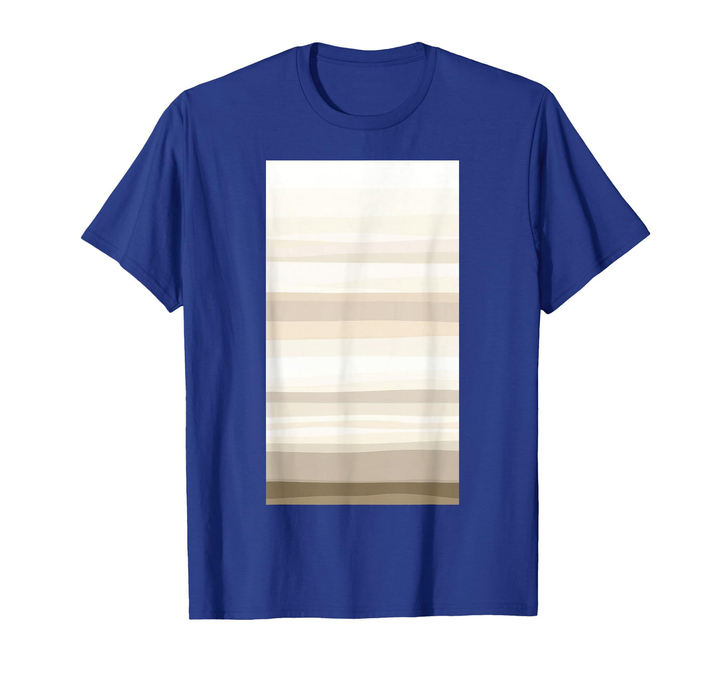 Beige Tan Horizontal Stripes Pattern Minimalist T-Shirt
