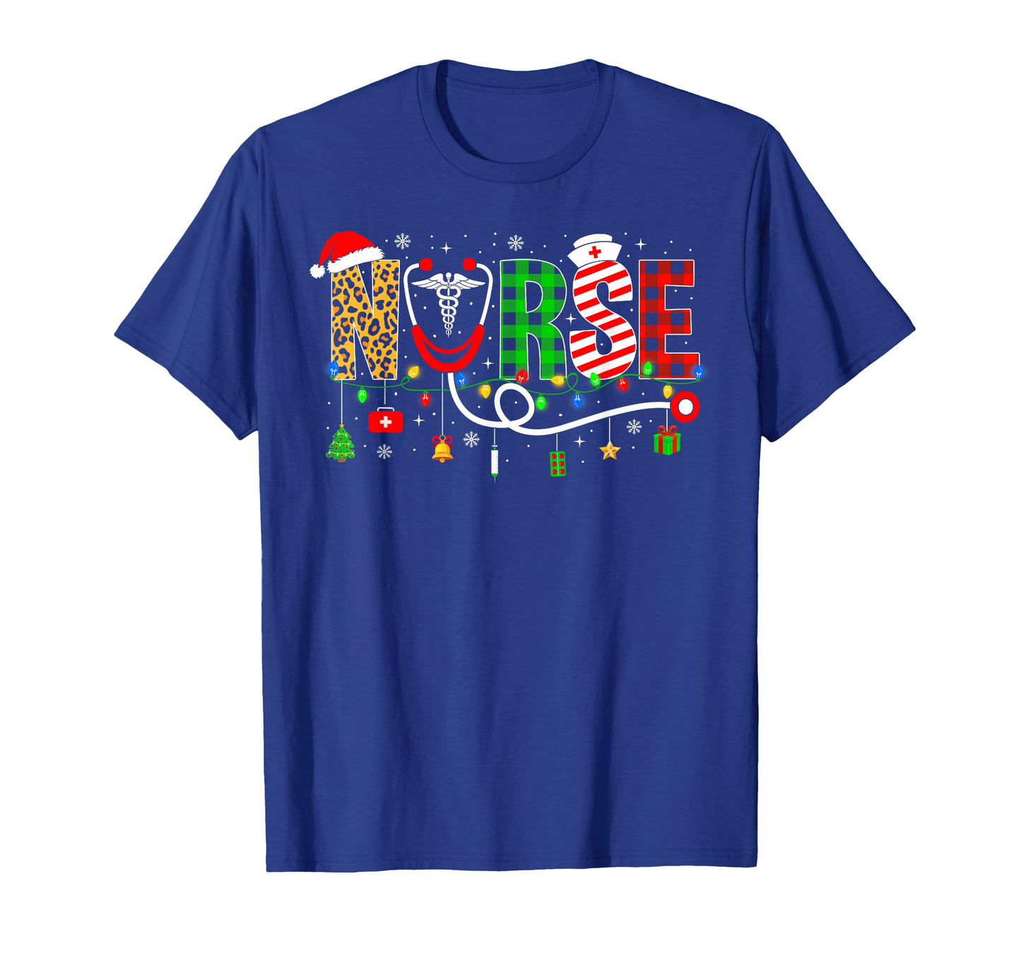 Nurse Christmas Stethoscope Nurses Xmas Pajamas Girls Women T-Shirt