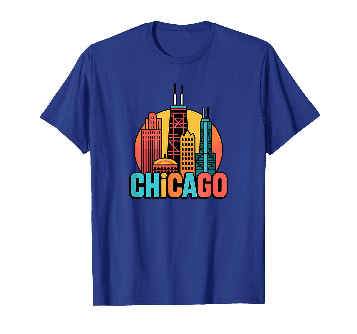 Chicago Skyline Kids Design Colorful City Art T-Shirt