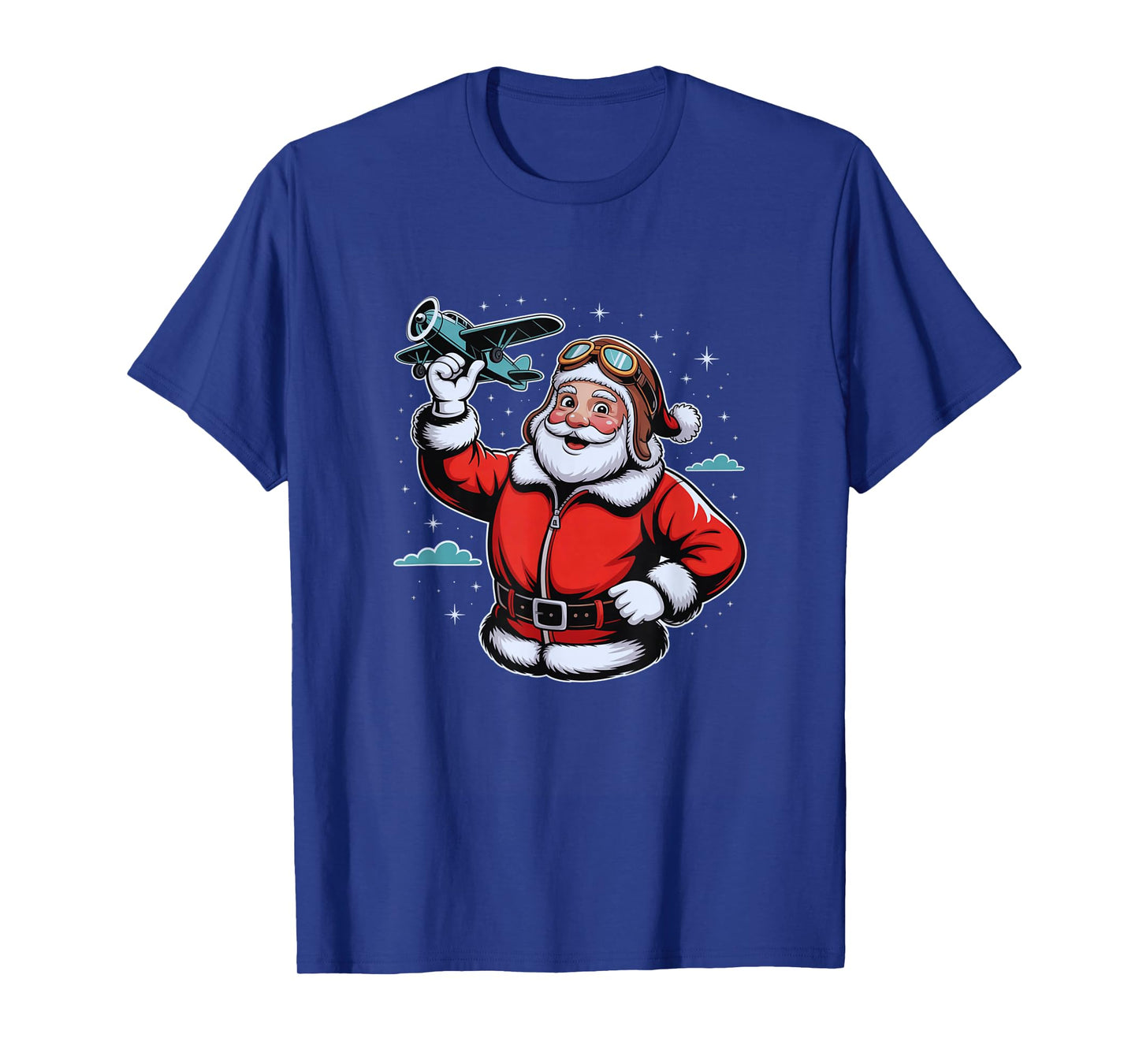 Pilot Christmas Funny Santa Claus Aviator Vintage Airplane T-Shirt