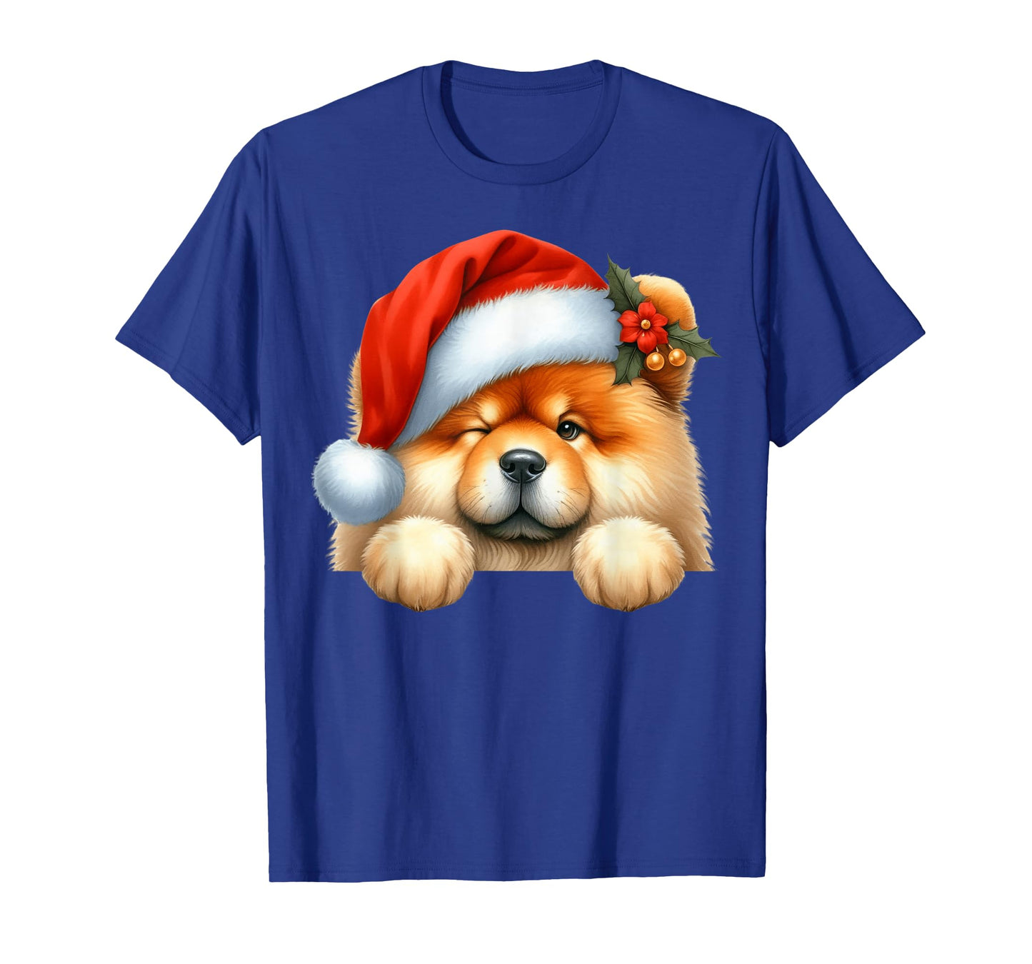 Chow Chow Dog Christmas Santa Hat Dog Mom Dad T-Shirt
