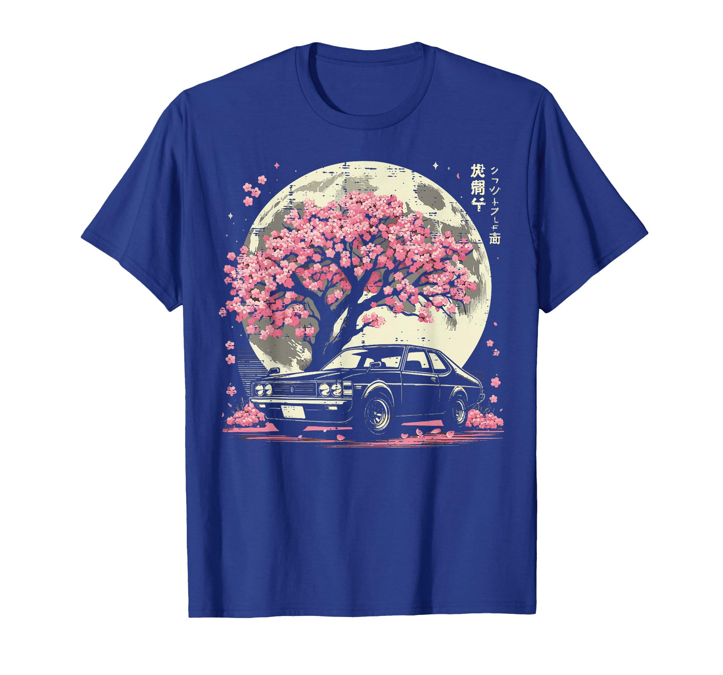 Black Car Japanese Cherry Blossom Sakura Tree Women Kids Men T-Shirt