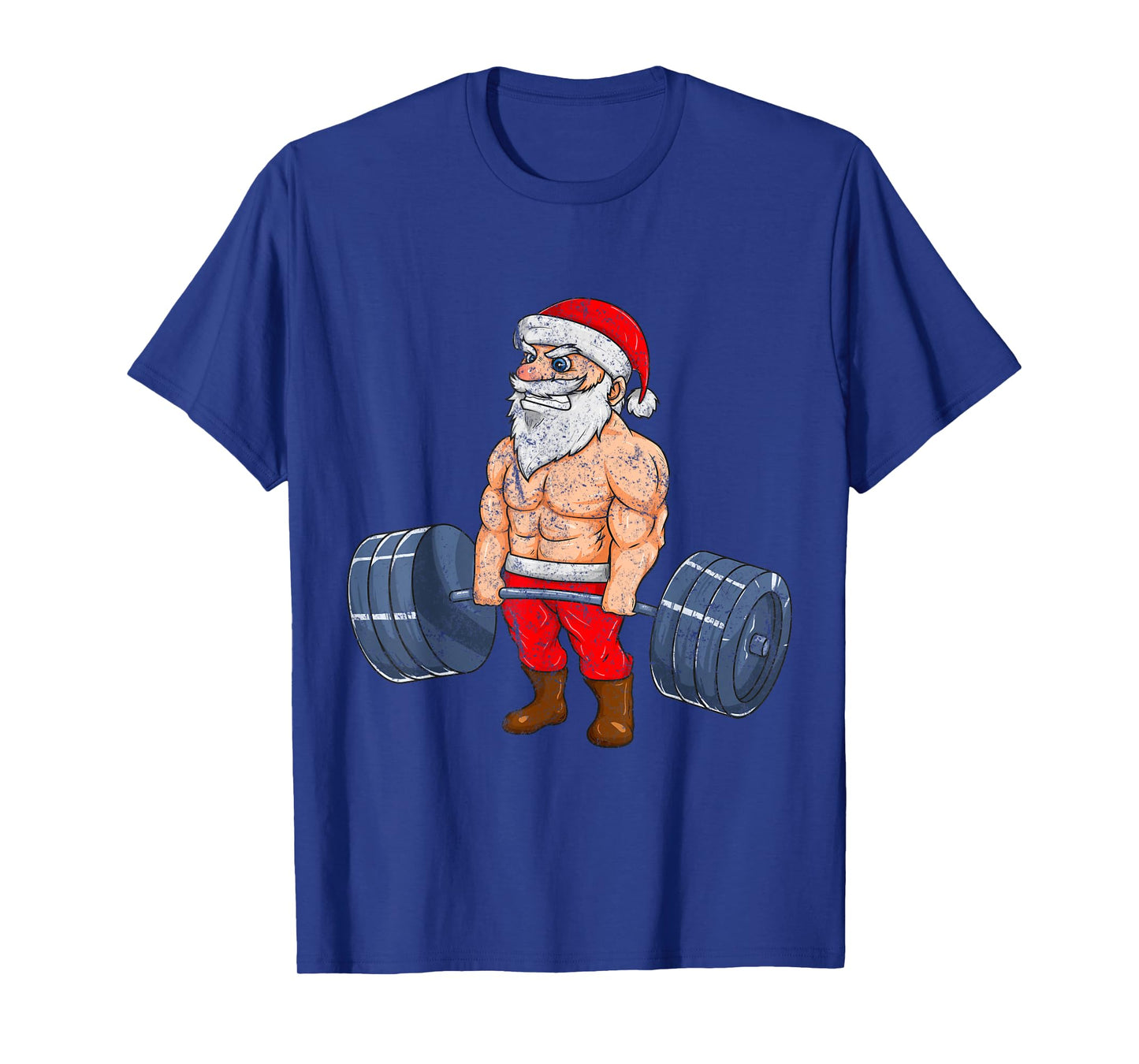 Vintage Santa Weightlifting Bodybuilder Muscle Fitness T-Shirt