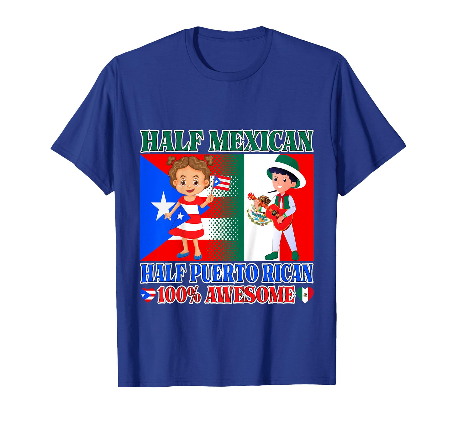 Kids Half Mexican Half Puerto Rican Mexico Flag Toddler Girl Boy T-Shirt
