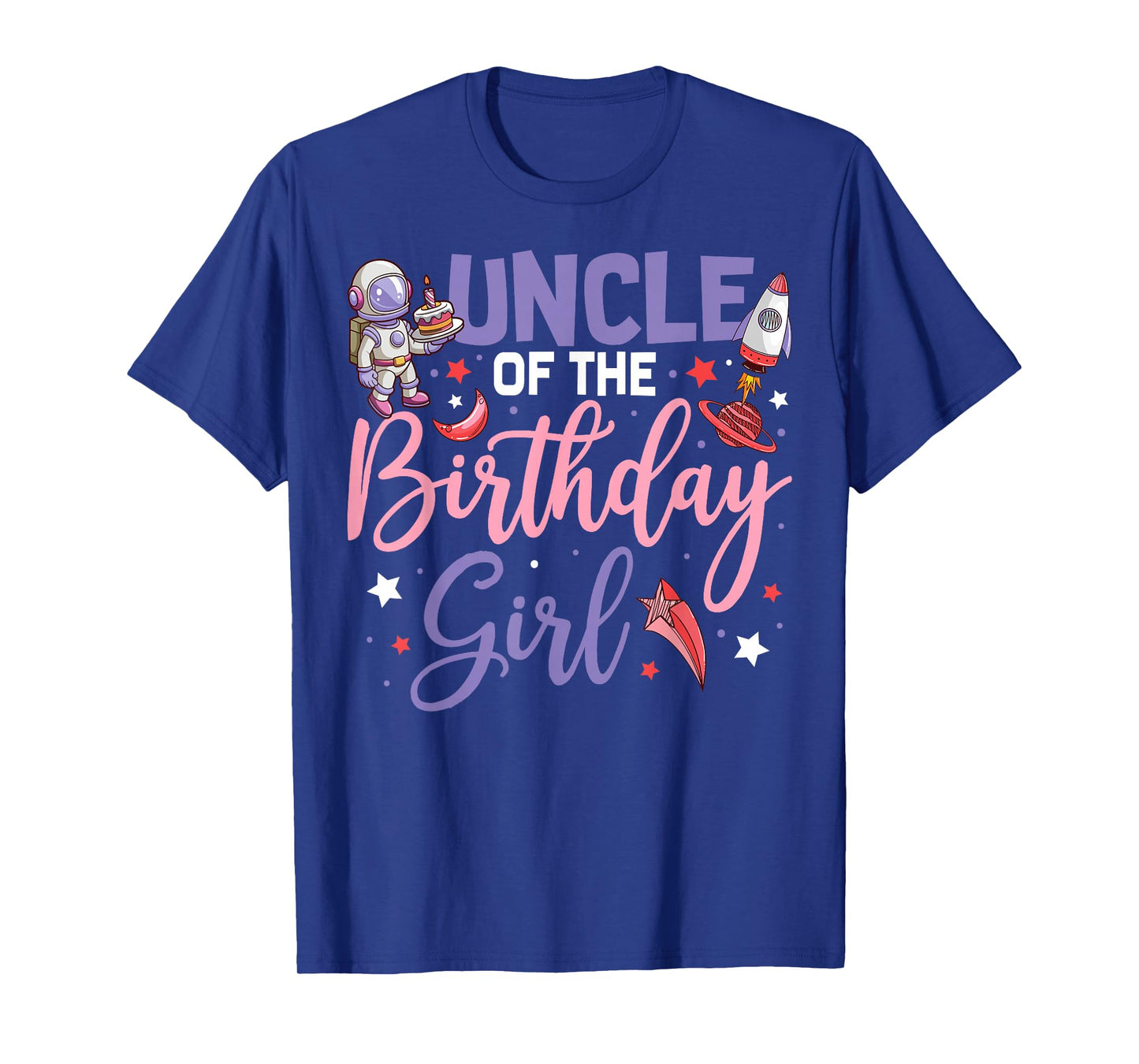 Two The Moon Uncle Of the Birthday Girl Astronaut Family T-Shirt