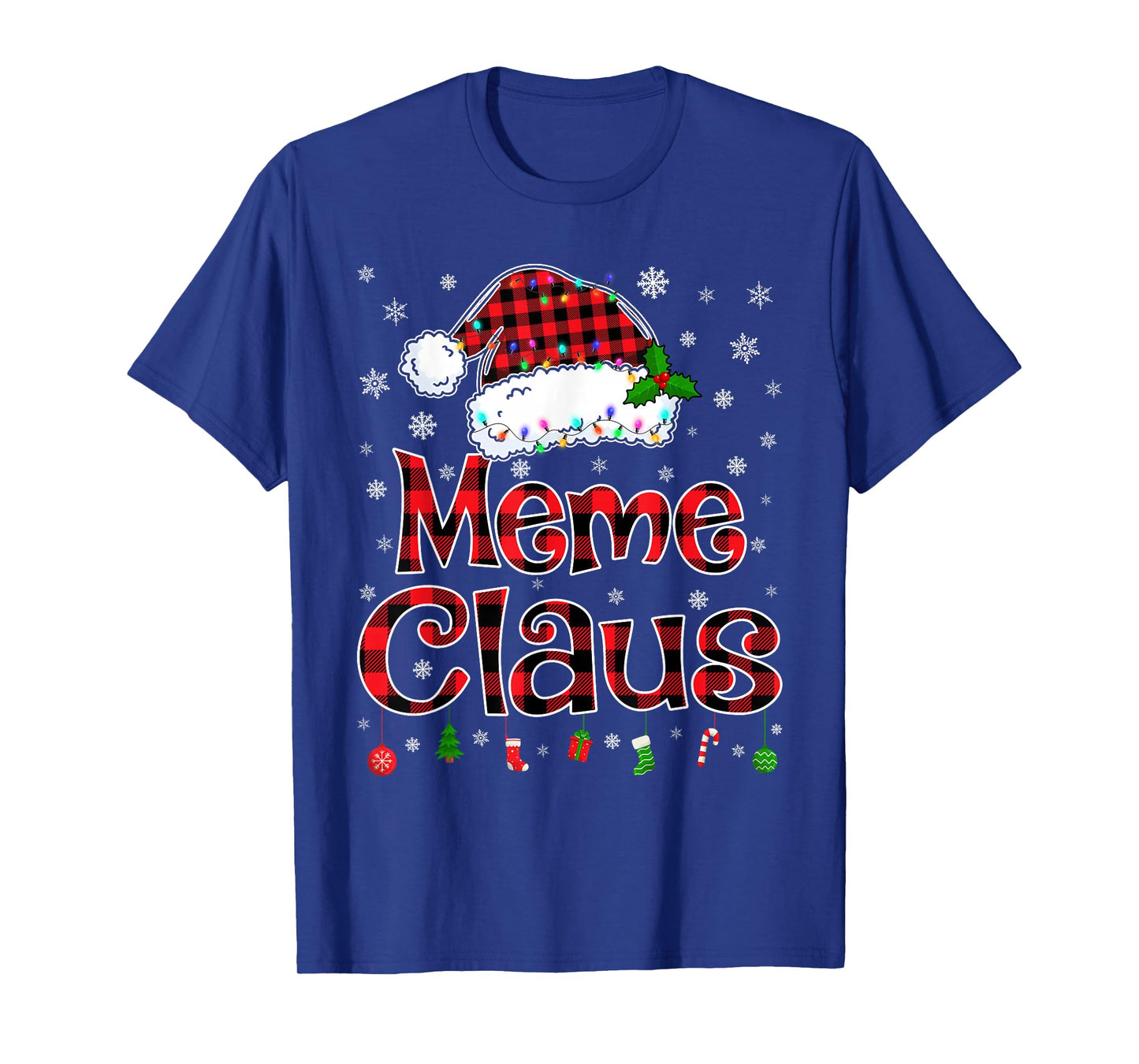 Meme Claus Christmas Lights Xmas Pajama Matching Family T-Shirt