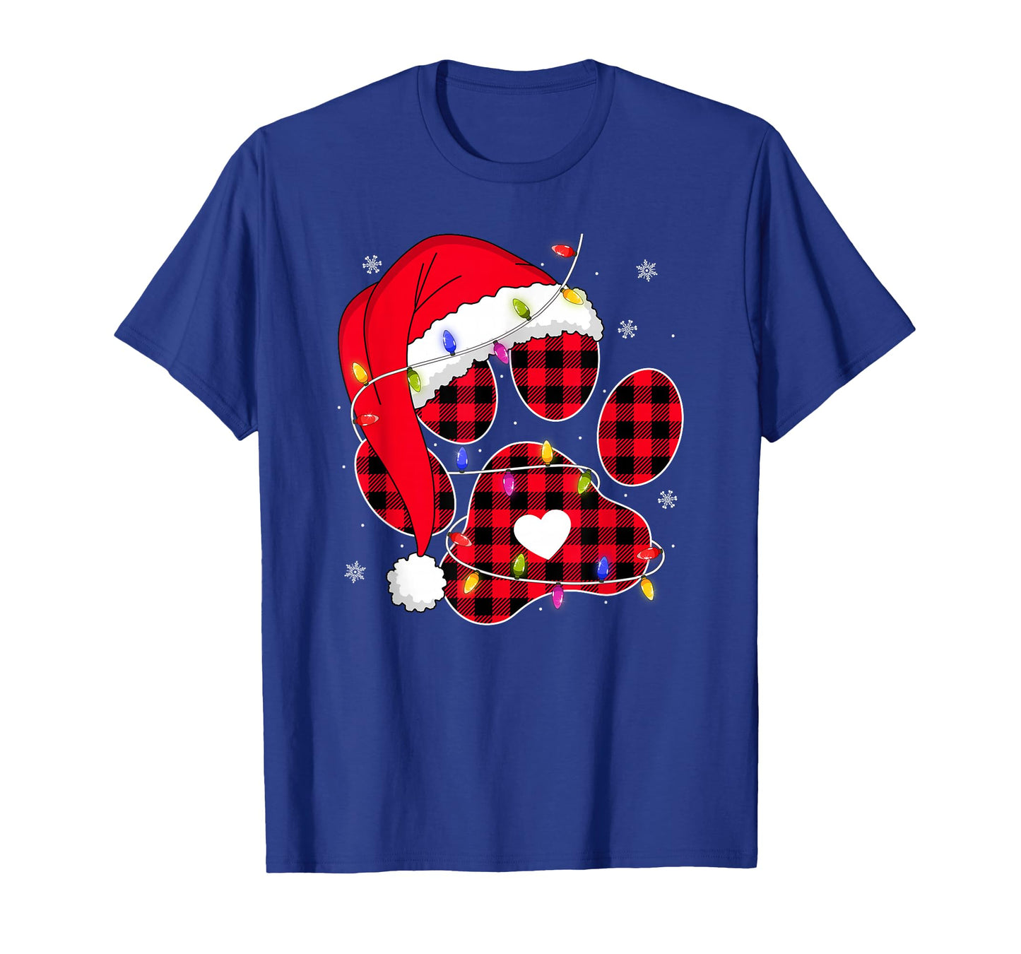 Buffalo Plaid Christmas Dog Paw Santa Puppy Dog Lover Xmas T-Shirt