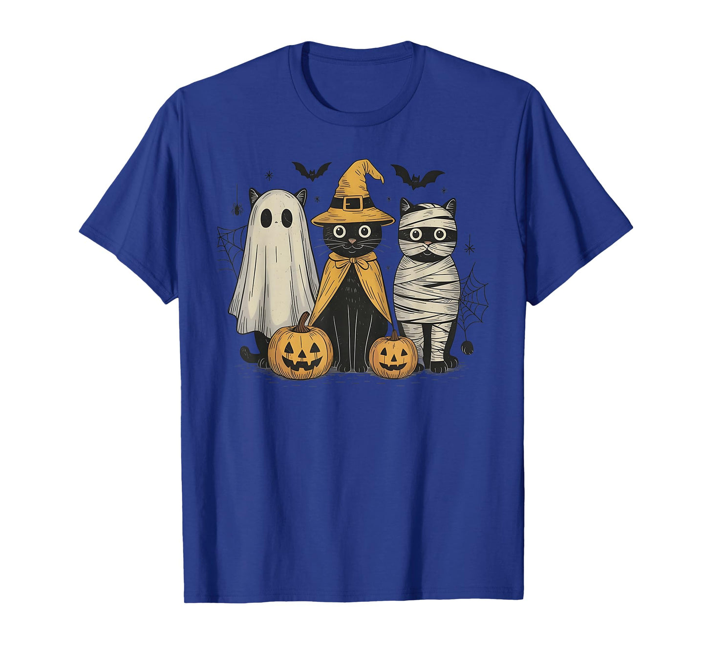 Black Cat Witch Ghost Scary Halloween Pumpkin Men Kids Gifts T-Shirt