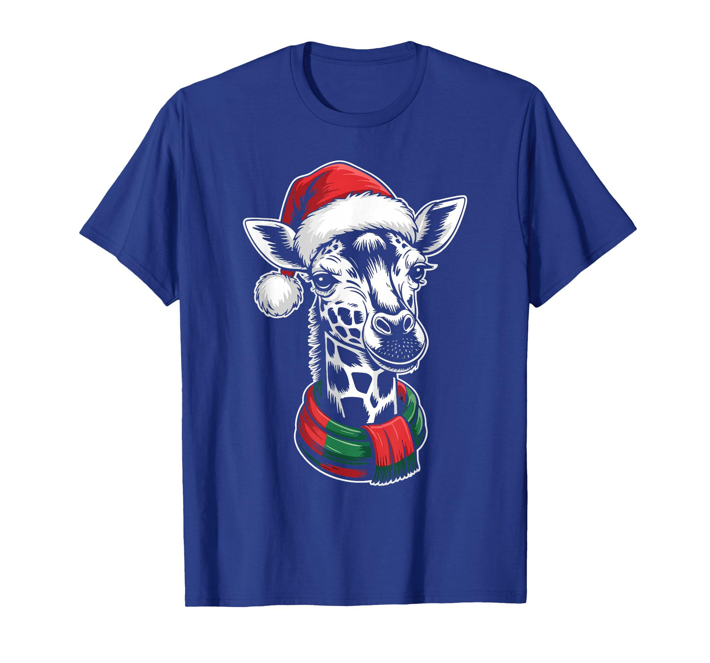 Giraffe Xmas Santa Hat Scarf Christmas Costume T-Shirt