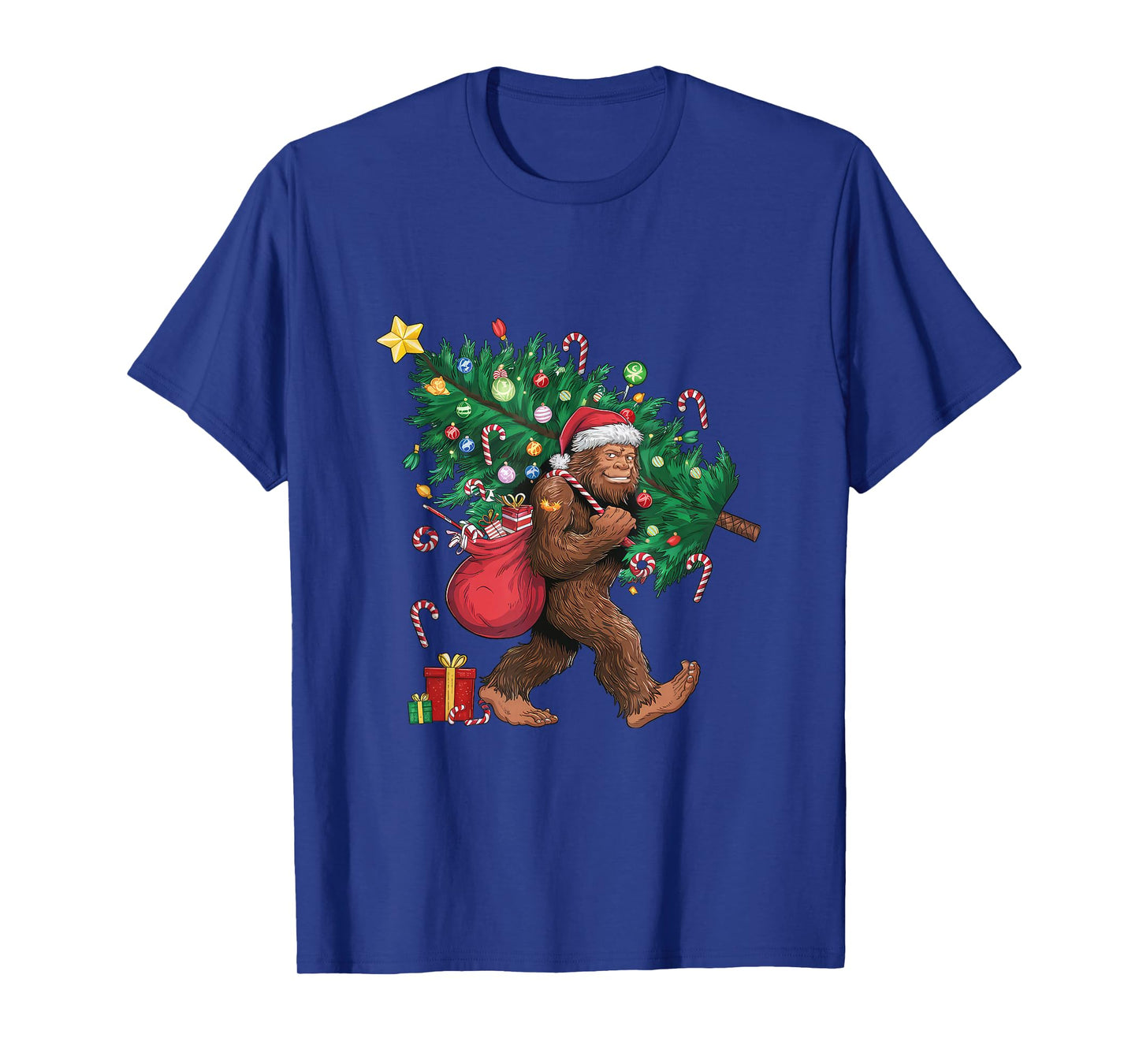 Bigfoot Santa Most Wonderful Christmas Tree Lights Sasquatch T-Shirt