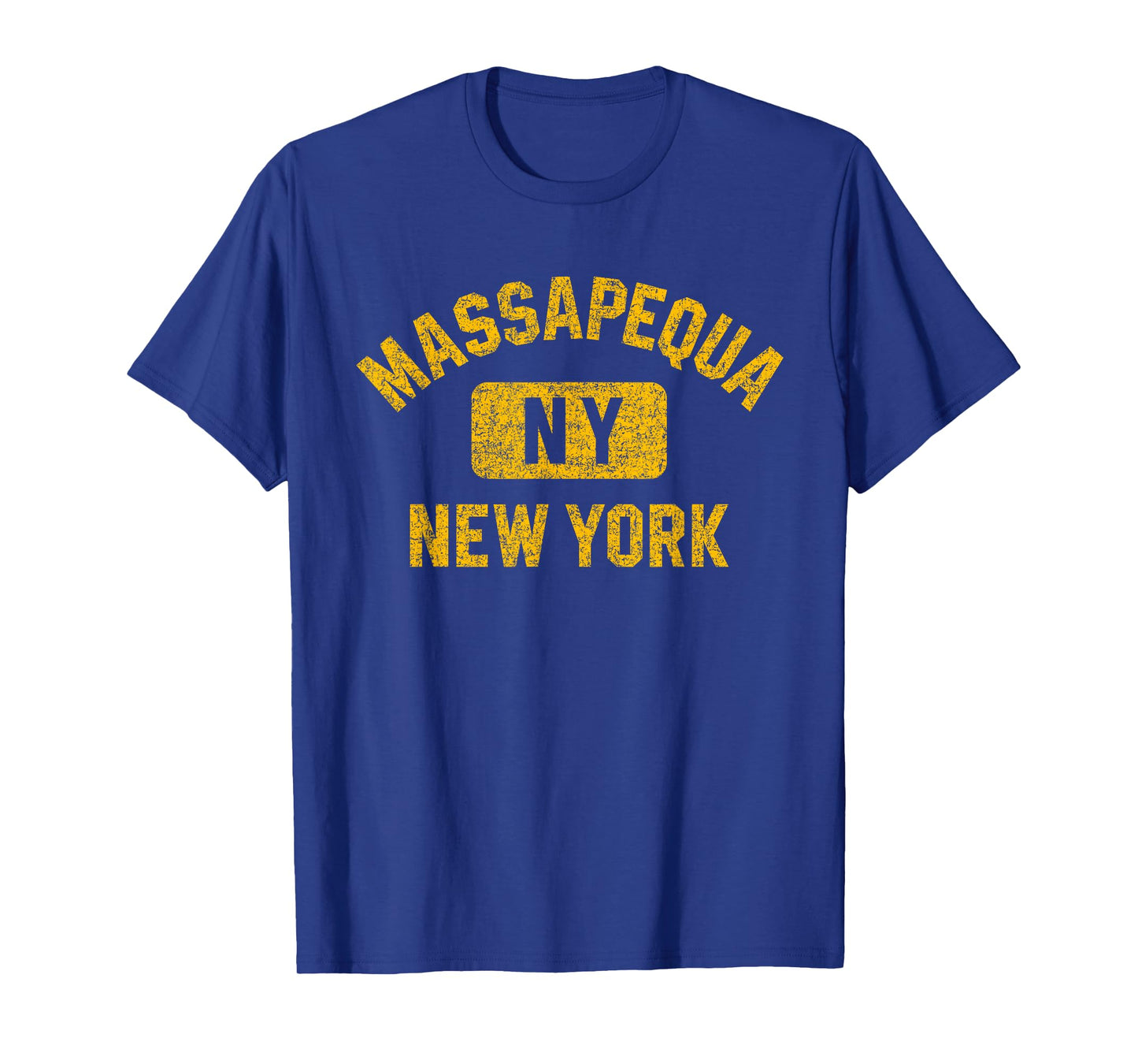 Massapequa NY New York Gym Style Distressed Amber Print T-Shirt
