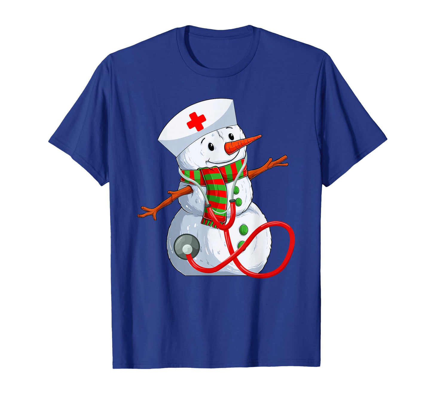 Snowman Nurse Christmas Stethoscope Nursing Scrub Tops Xmas T-Shirt