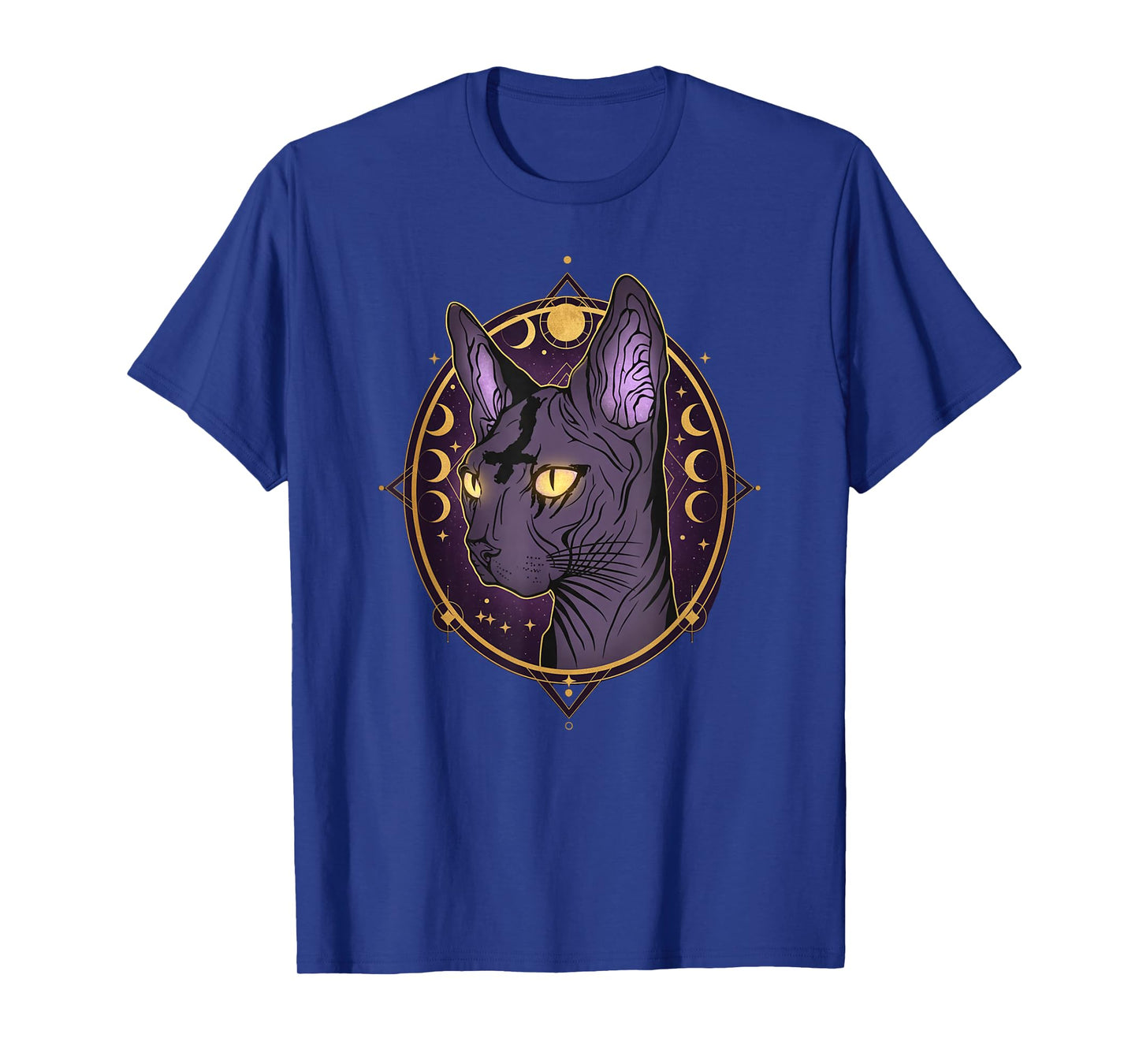Celestial Sphynx Cat Art Moon Phases Witchy Goth T-Shirt