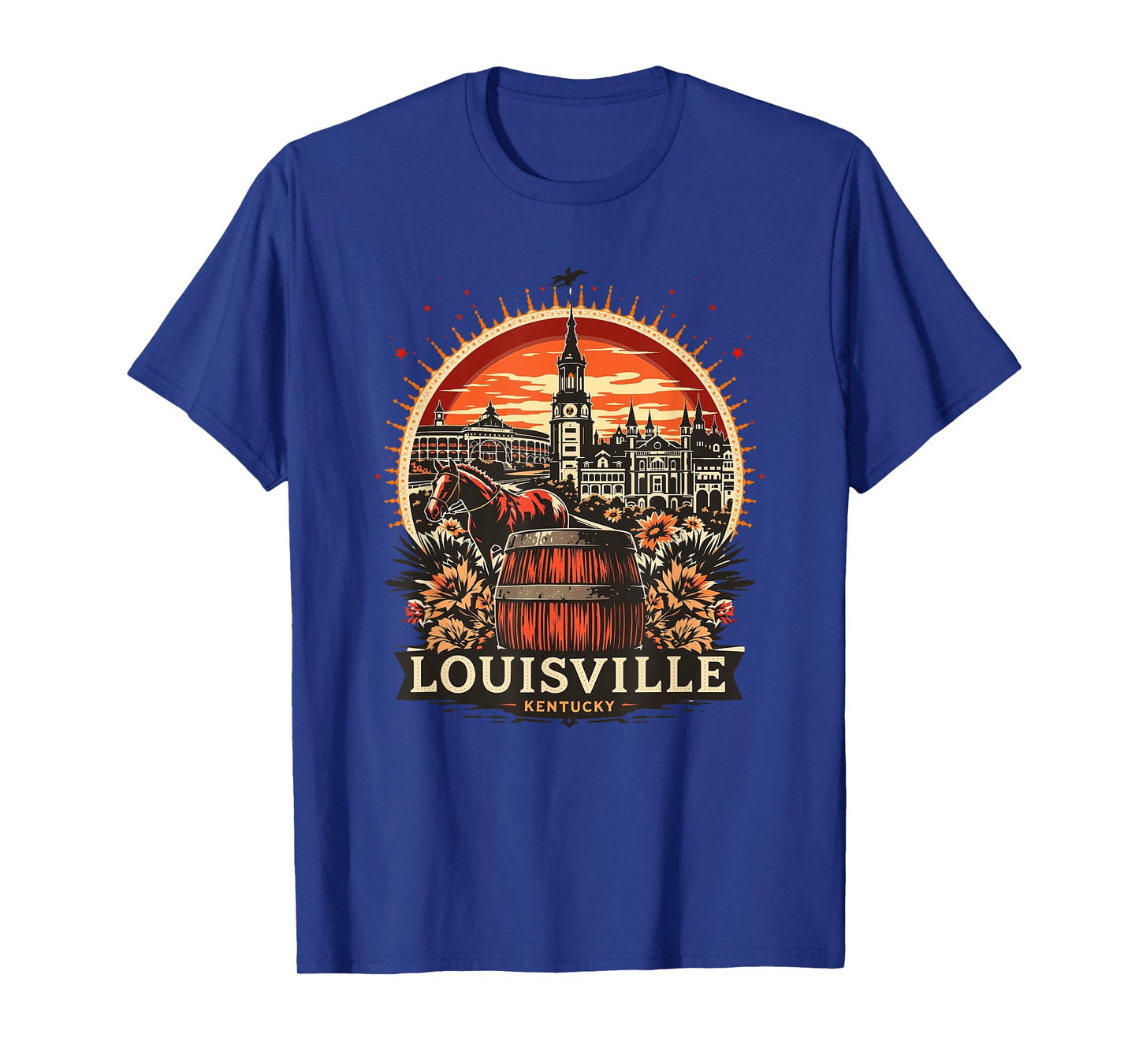 Vintage Louisville Kentucky Sunset Skyline Cityscape Retro T-Shirt