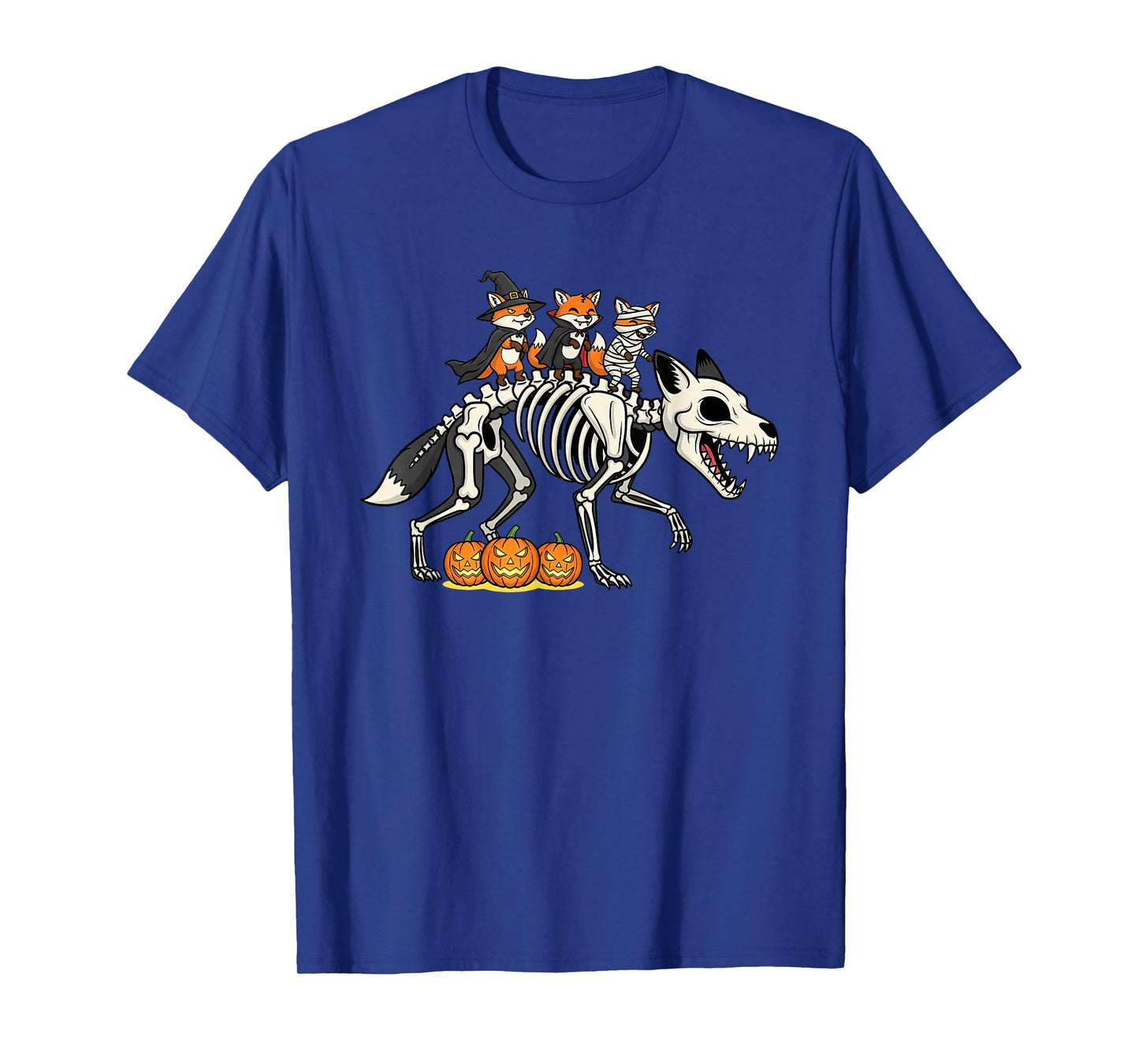 Funny Fox Skeleton Mummy Witch Halloween Kids Mens Womens T-Shirt