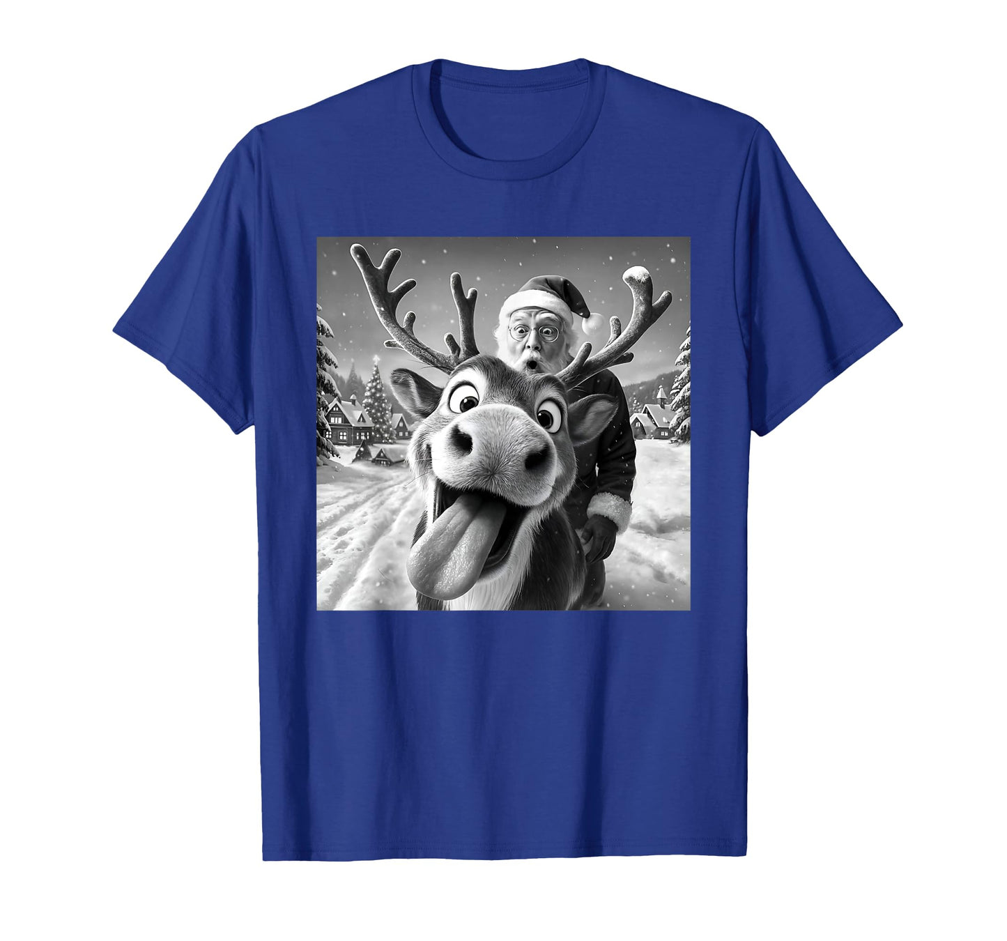 Reindeer Santa Taking A Selfie Christmas Xmas Pajama Holiday T-Shirt