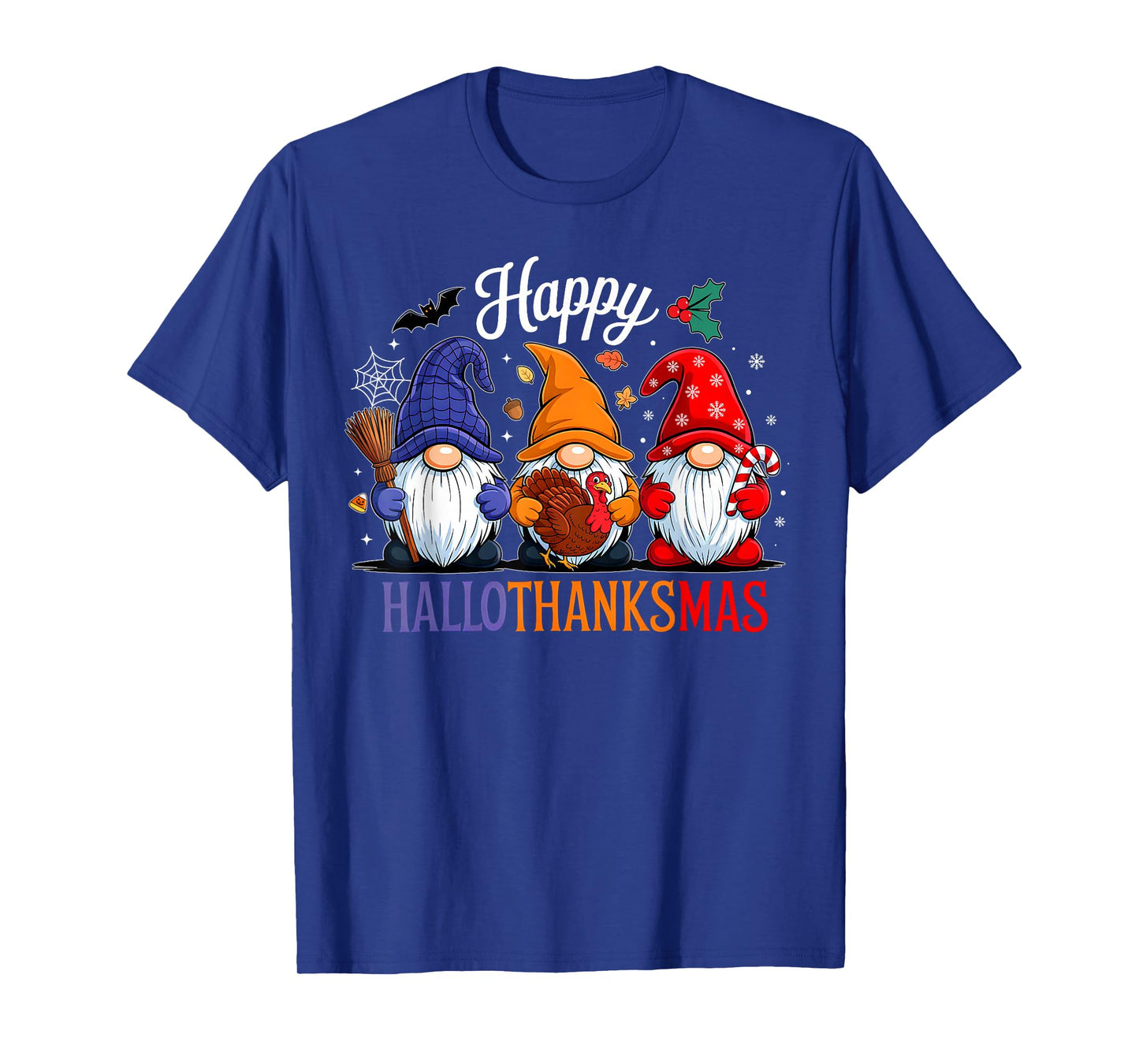 Halloween Thanksgiving Christmas Happy HalloThanksMas Gnomes T-Shirt