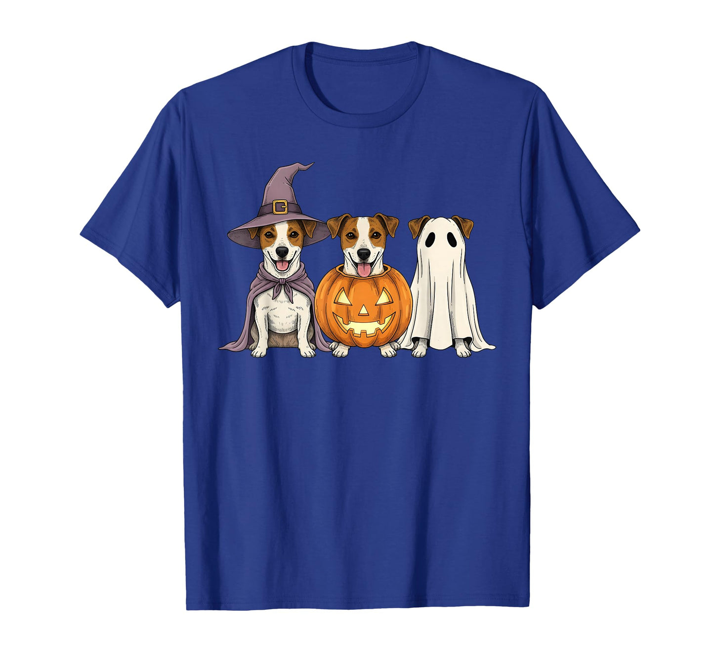 Spooky Ghost Jack Russell Terrier Pumpkin Halloween Dog T-Shirt