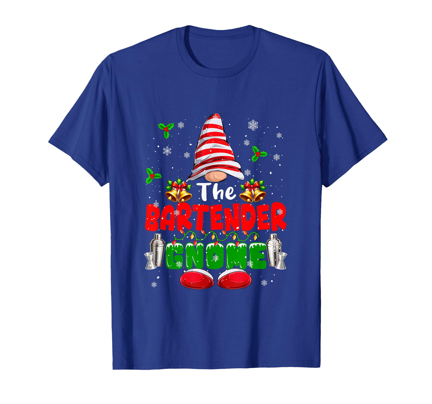 The Bartender Gnome Christmas Colorful Costume Job Team T-Shirt