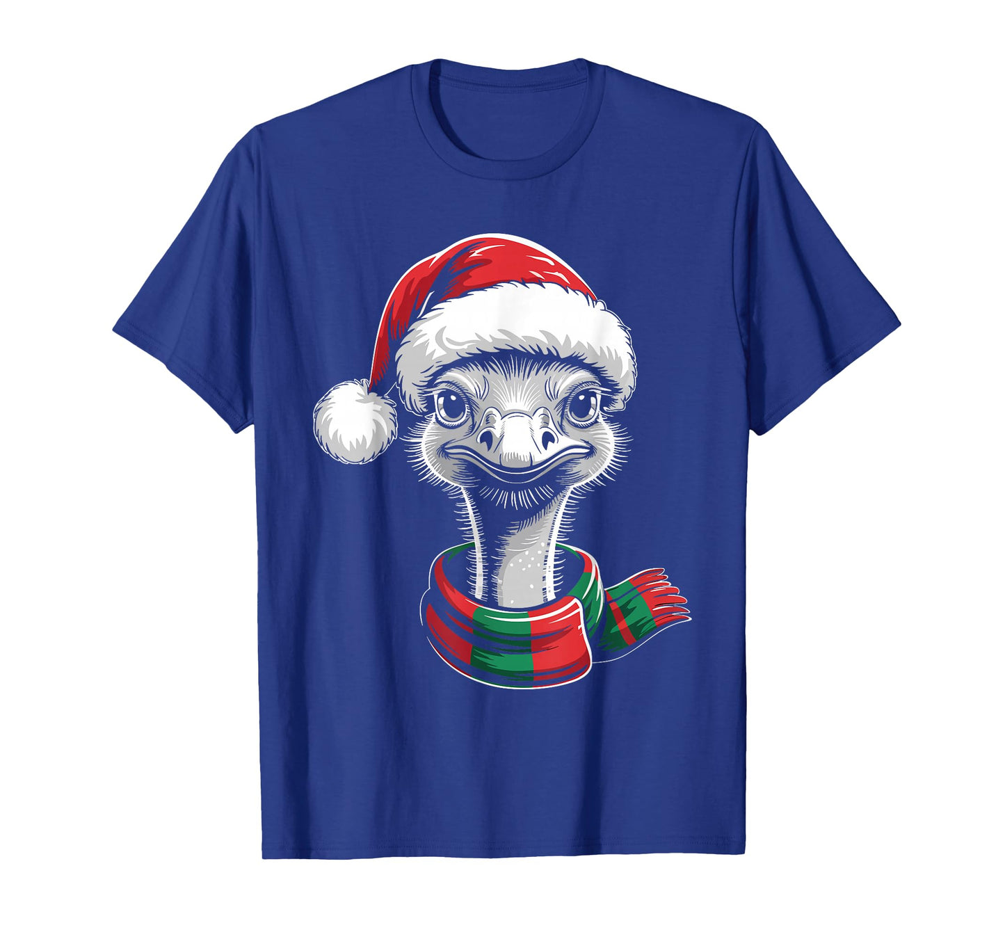 Ostrich Xmas Santa Hat Scarf Christmas Costume T-Shirt
