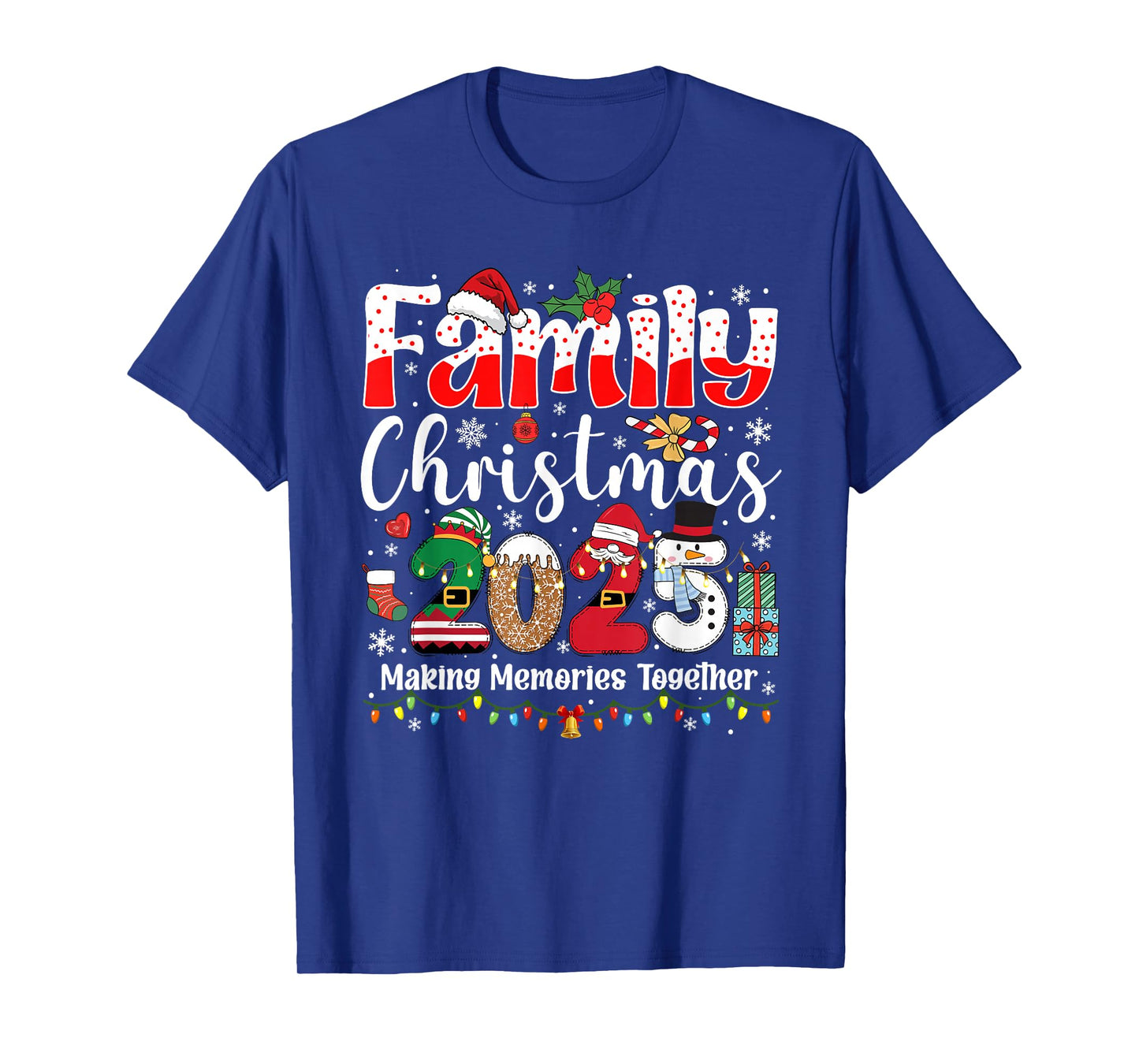 Family Christmas 2025 Matching Squad Santa Xmas Light Gift T-Shirt
