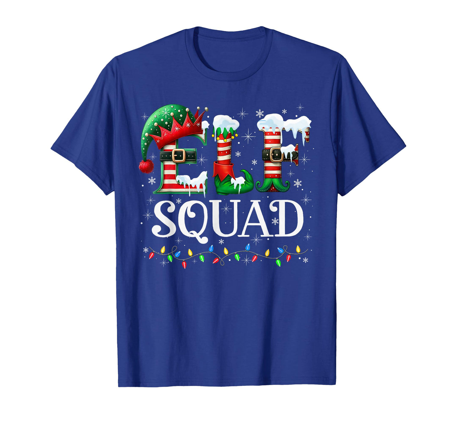 Elf Squad Family Merry Christmas Santa Holiday Xmas Lights T-Shirt