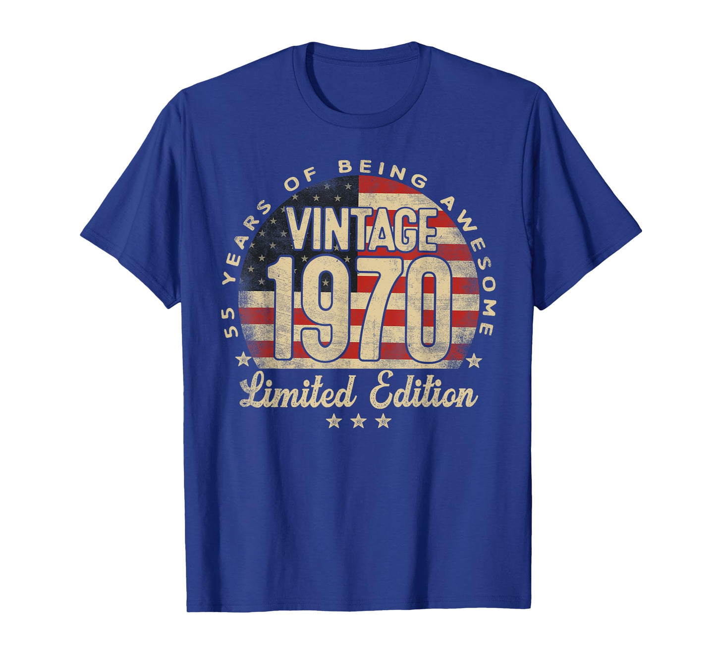 Vintage 1970 Limited Edition 55-Year-Old Gifts USA Flag T-Shirt
