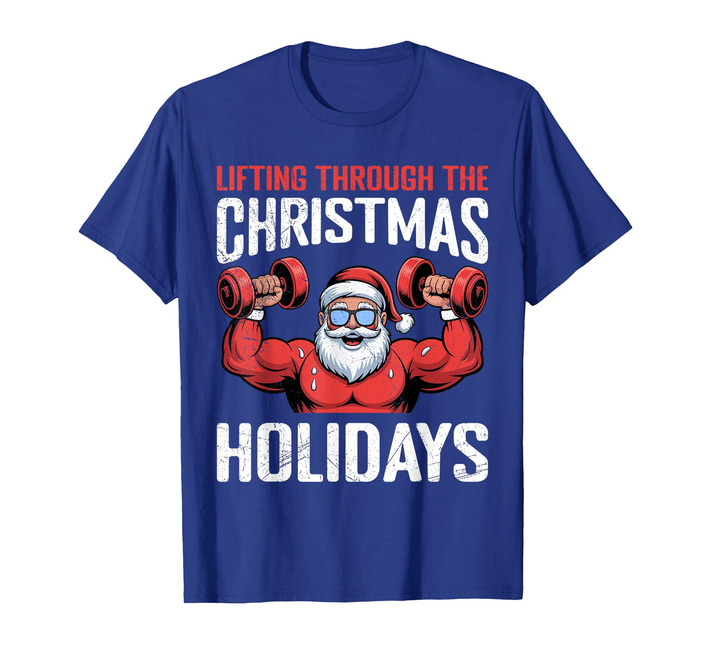 Santa Claus Lifting Through Christmas Holidays T-Shirt