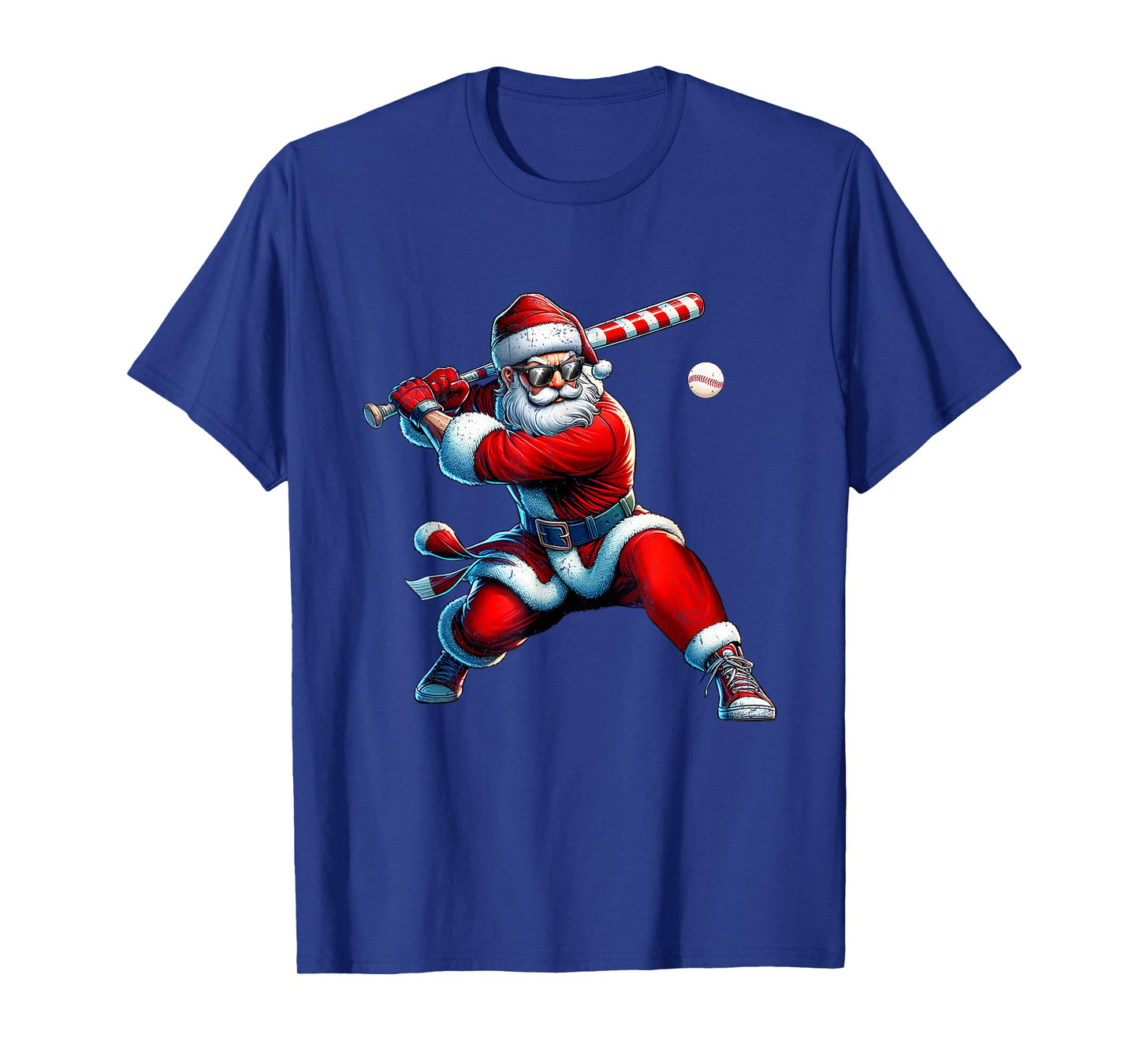 Retro Santa Playing Baseball Christmas Xmas Men Women T-Shirt
