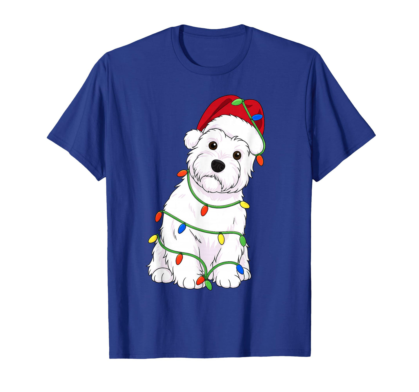West Highland White Terrier Christmas Tree Lights Holiday T-Shirt