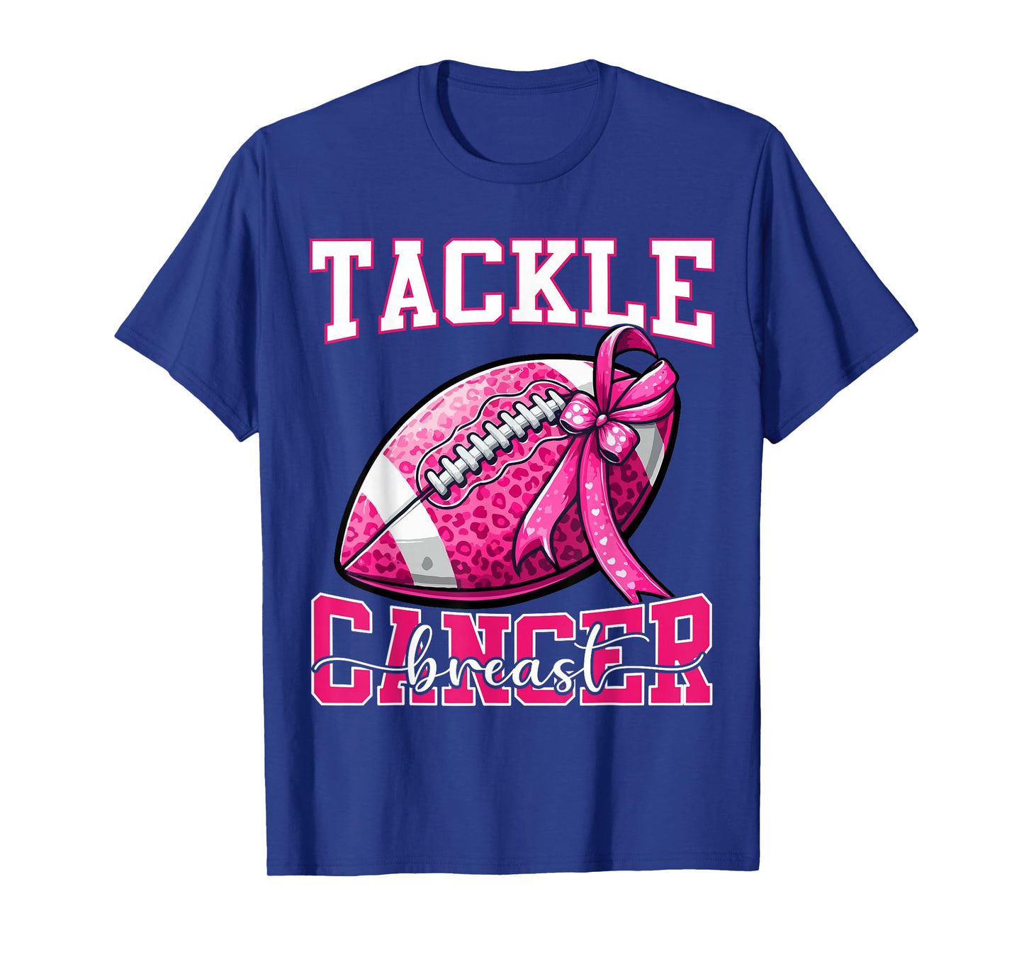 Tackle Breast Cancer Football Women Mom Bow Cancer Awareness T-Shirt