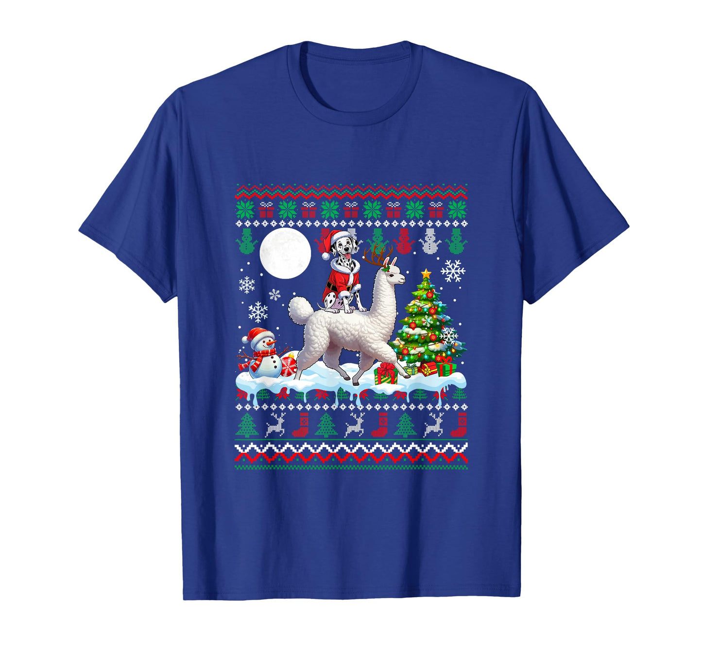 Santa Dalmatian Riding Llama Sweater Christmas Owner Kids T-Shirt