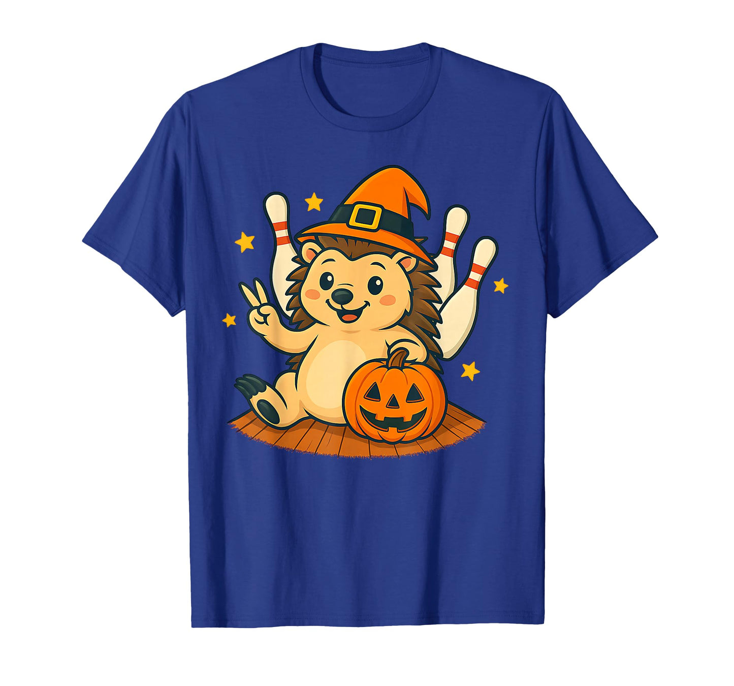Cute Hedgehog Halloween Pumpkin Witch Hat Bowling Men Women T-Shirt