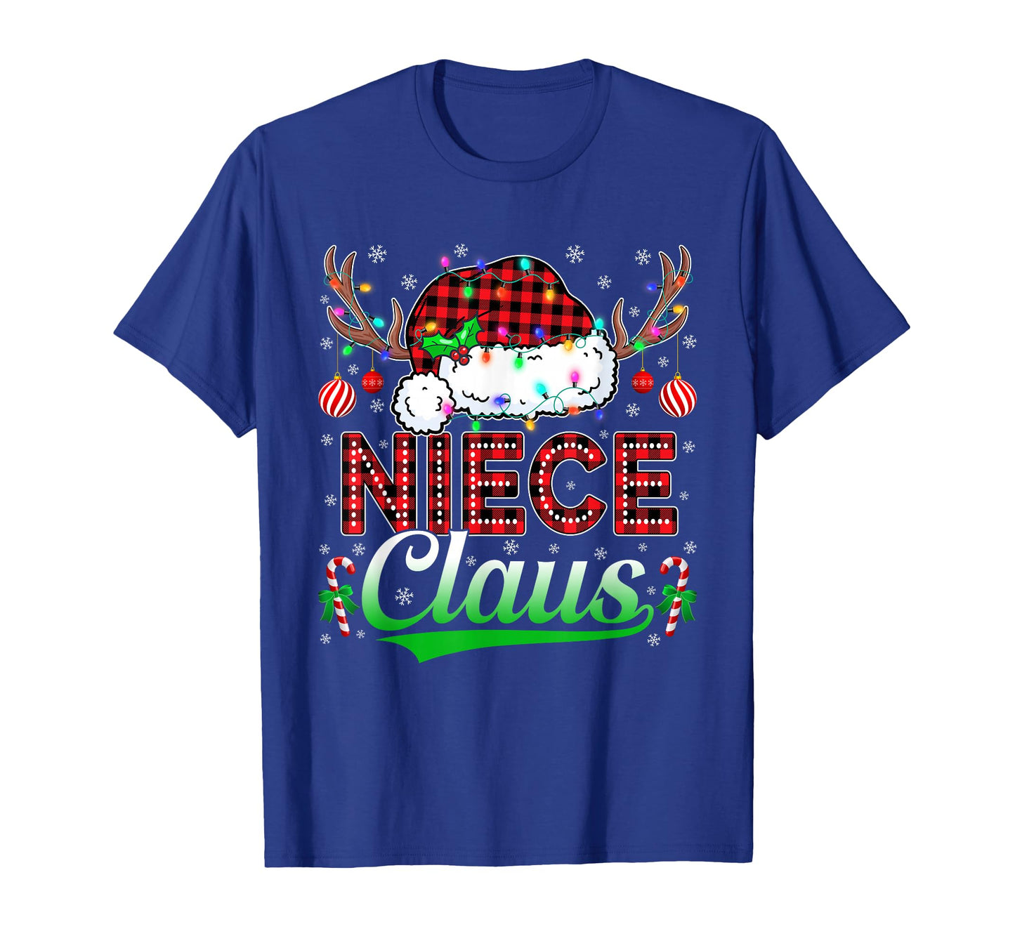 Niece Claus Christmas Lights Matching Family Xmas Pajama T-Shirt