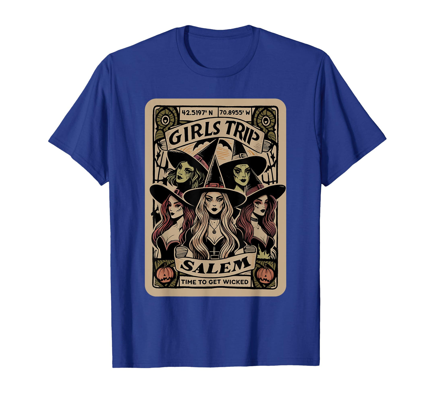 Girls Trip to Salem Time To Get Wicked Tarot Card Halloween T-Shirt