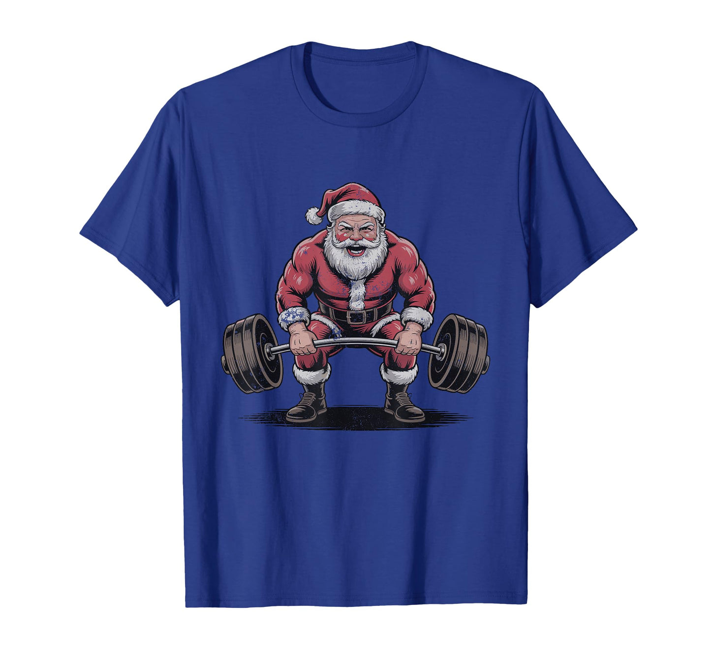 Santa Weightlifting Retro Christmas Holiday Vintage 90s T-Shirt