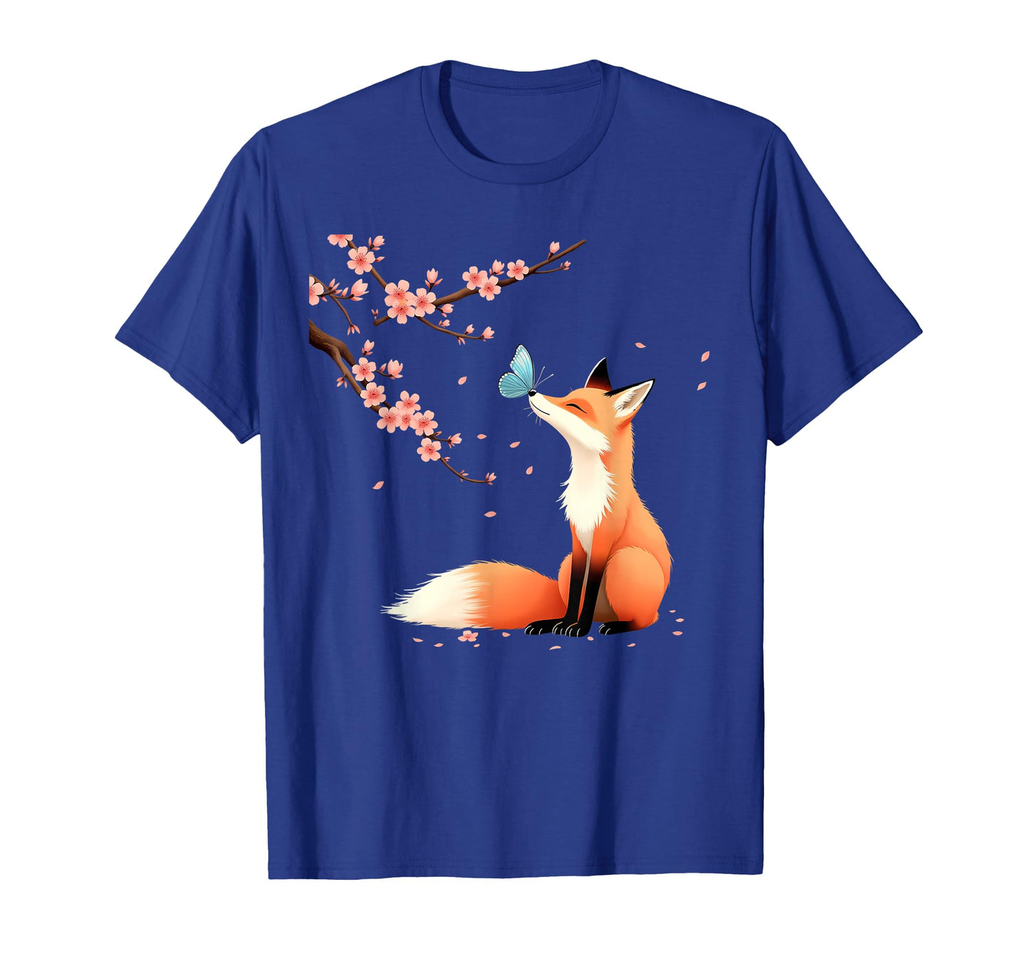 Fox Japanese Cherry Blossom sakura tree kawaii girls women T-Shirt