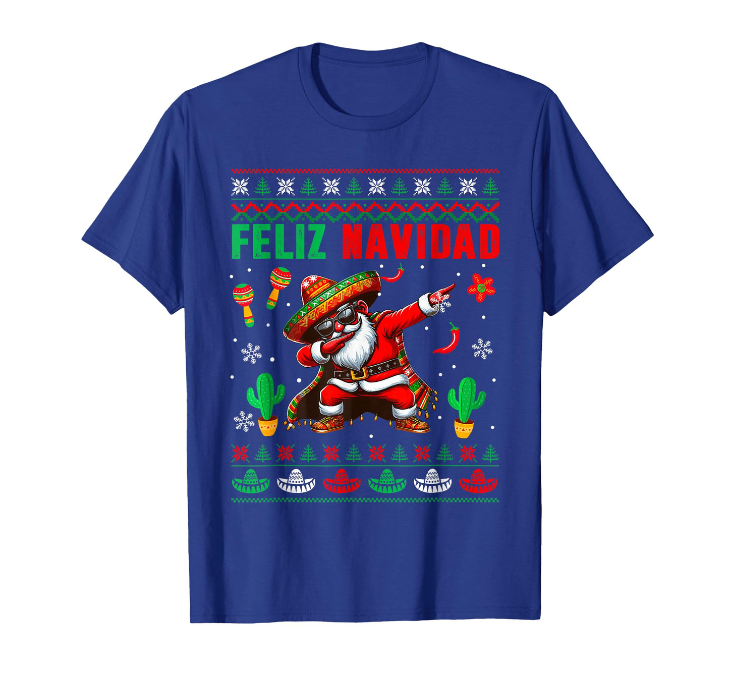 Feliz Navidad Xmas Sweater Santa Sombrero Dabbing Mexican T-Shirt
