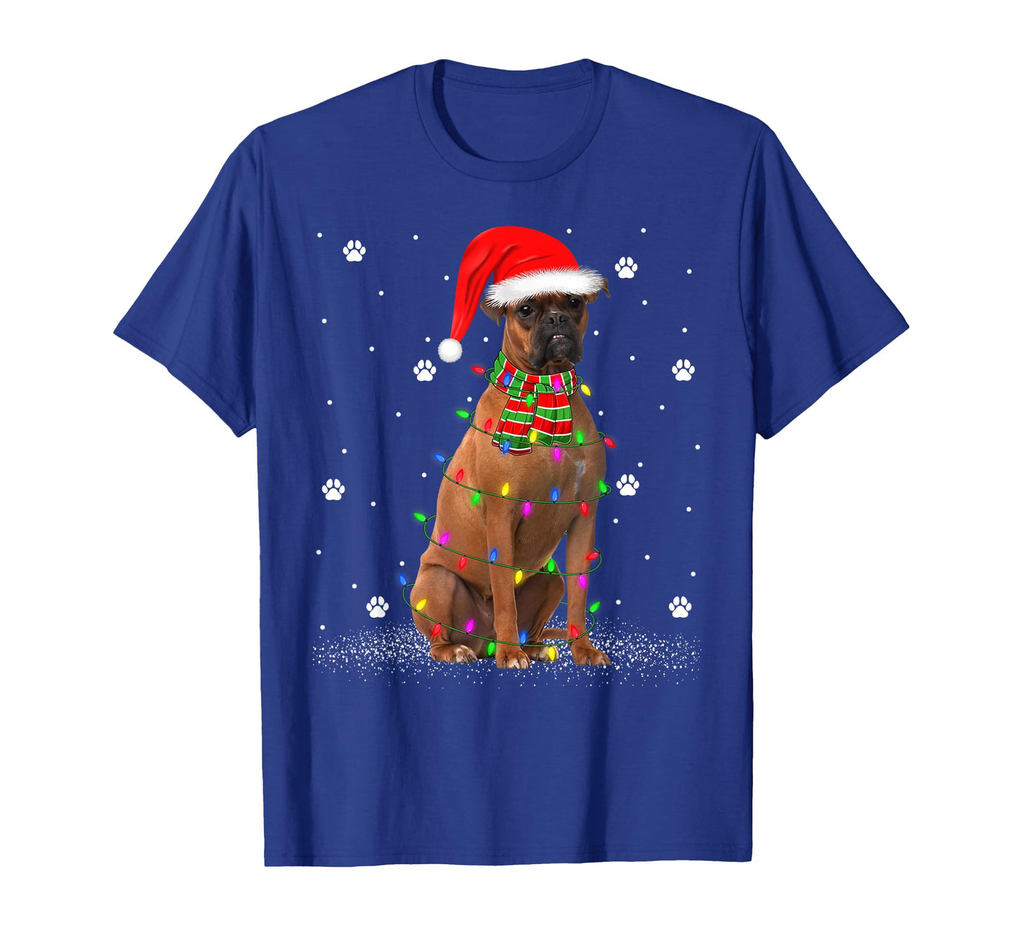 Boxer Dog Christmas Lights Holiday Santa Funny Boxer Xmas T-Shirt
