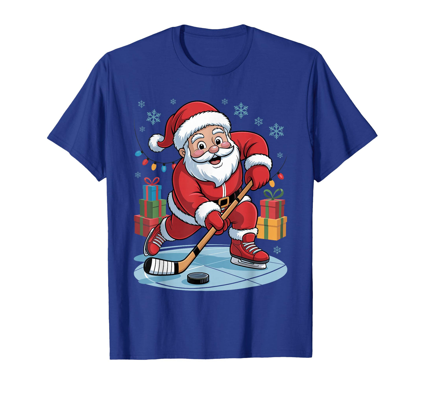 Funny Santa Playing Hockey Holiday Christmas Xmas Pajama T-Shirt