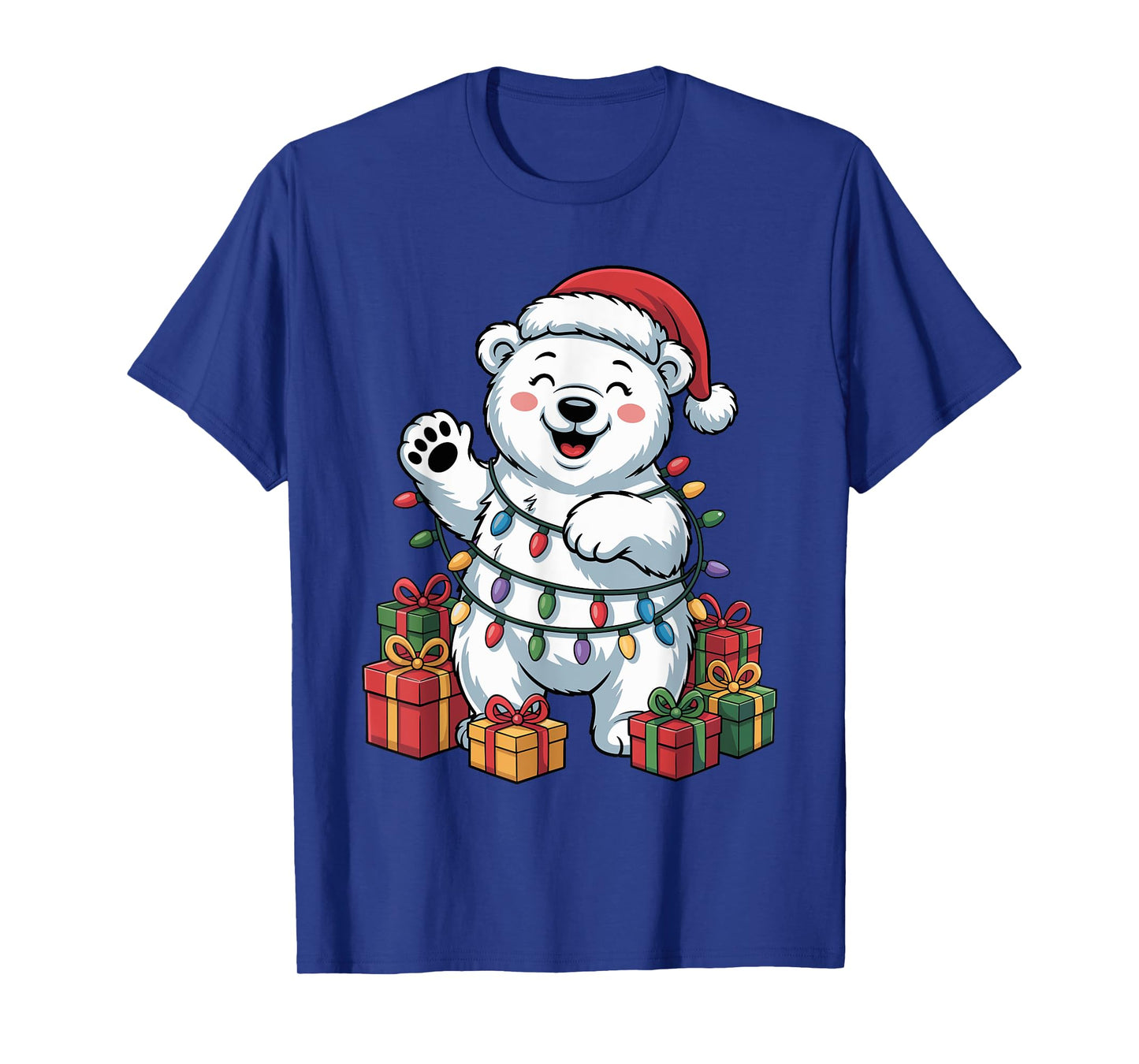 Polar Bear Santa Hat Animals Lovers Ugly Christmas Pajamas T-Shirt