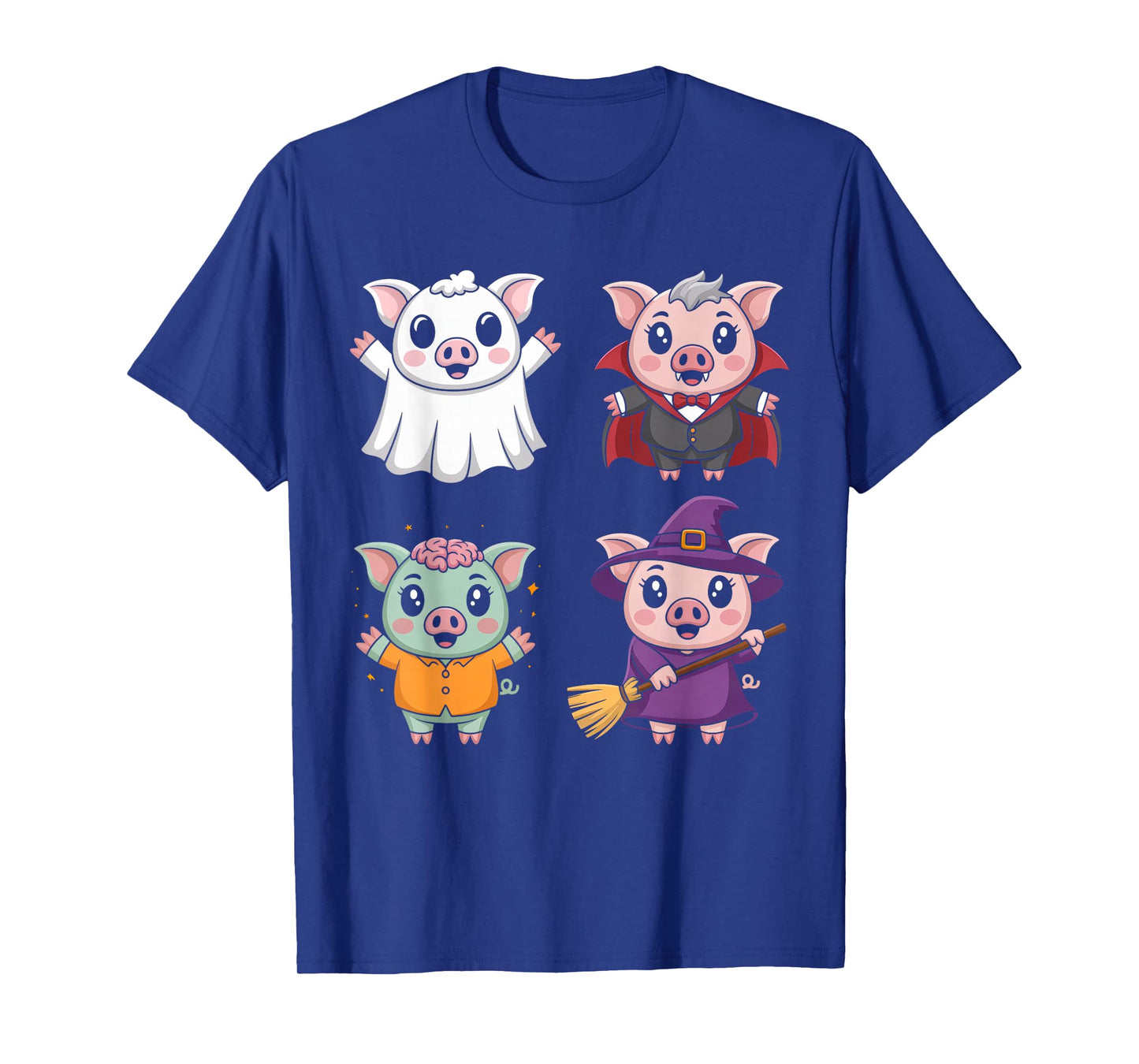Pig Spooky Witch Boo Zombie Cute Pig Halloween Boys & Girls T-Shirt