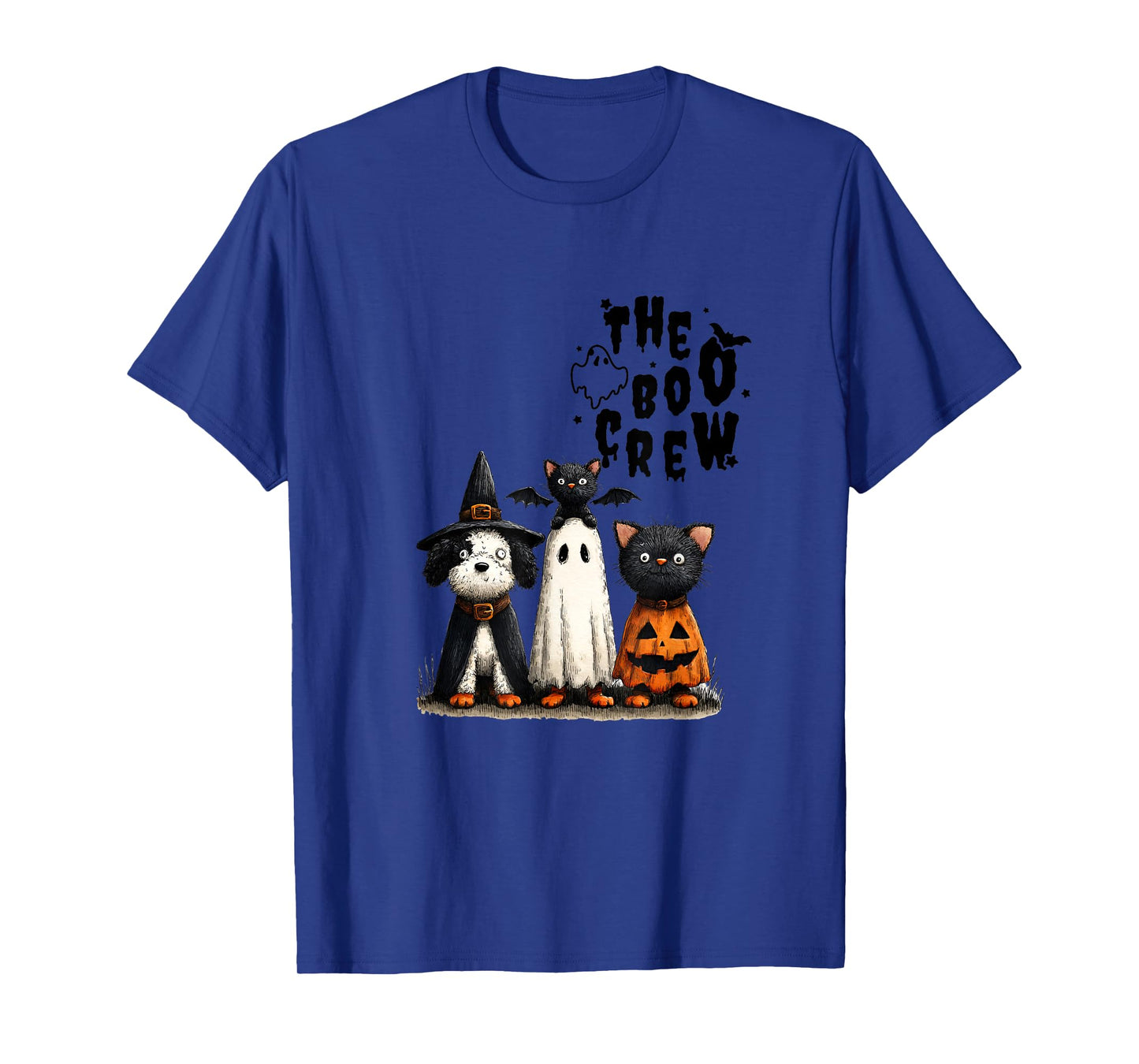 Whimsical Halloween Cat and Dog in Costume Design T-Shirt