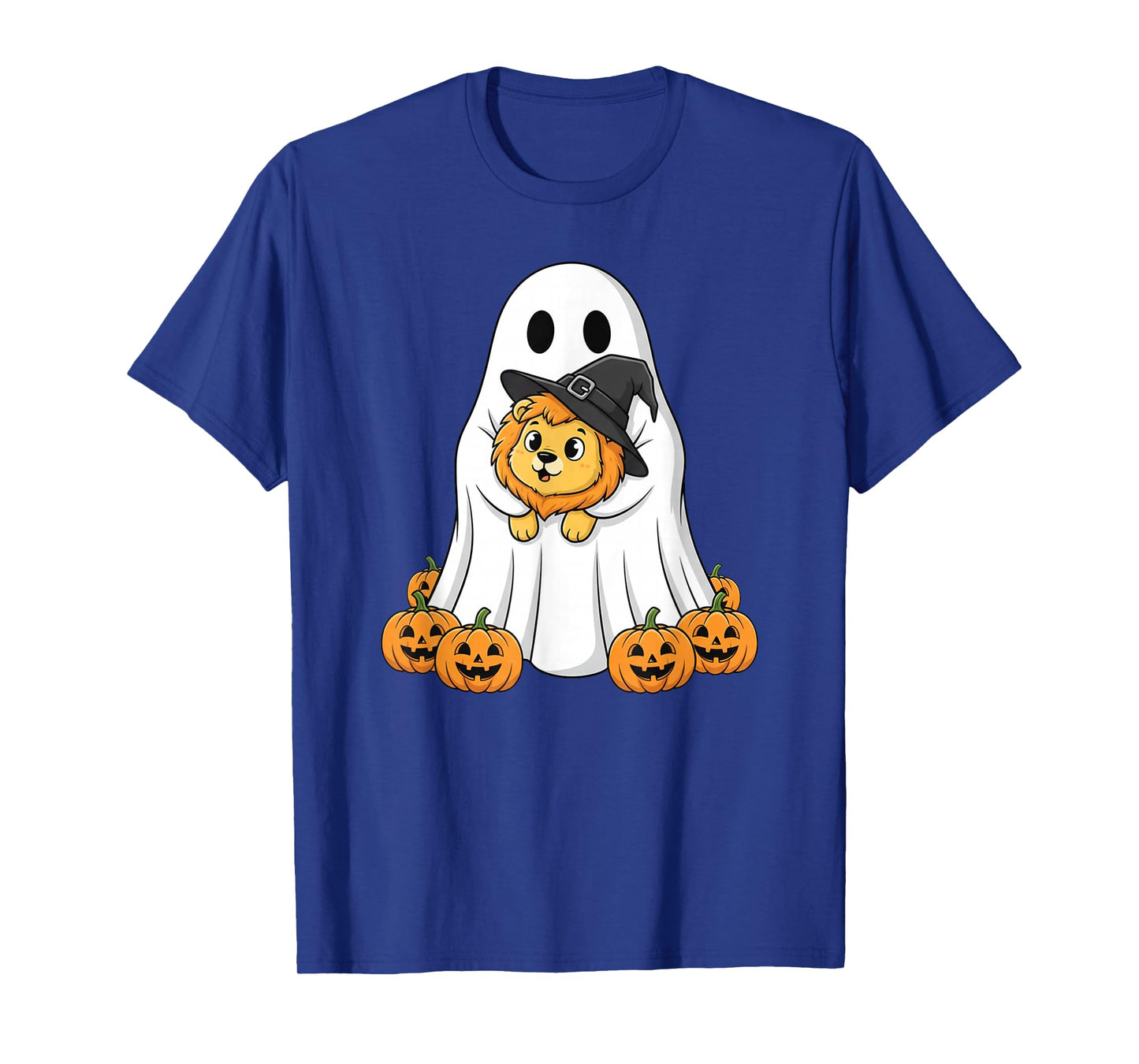 Funny Ghost Lion Pumpkin Halloween Kids Mens Womens T-Shirt