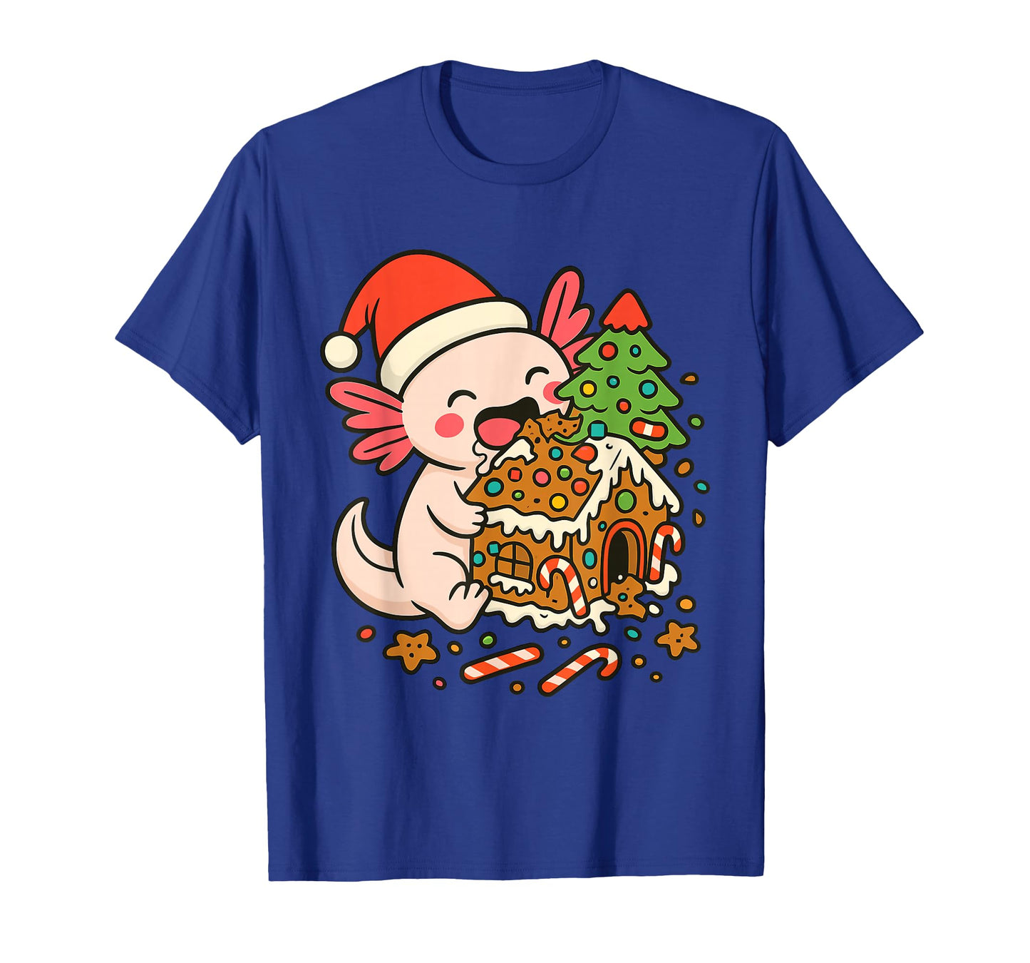 Funny Christmas Axolotl Gingerbread House Holiday T-Shirt